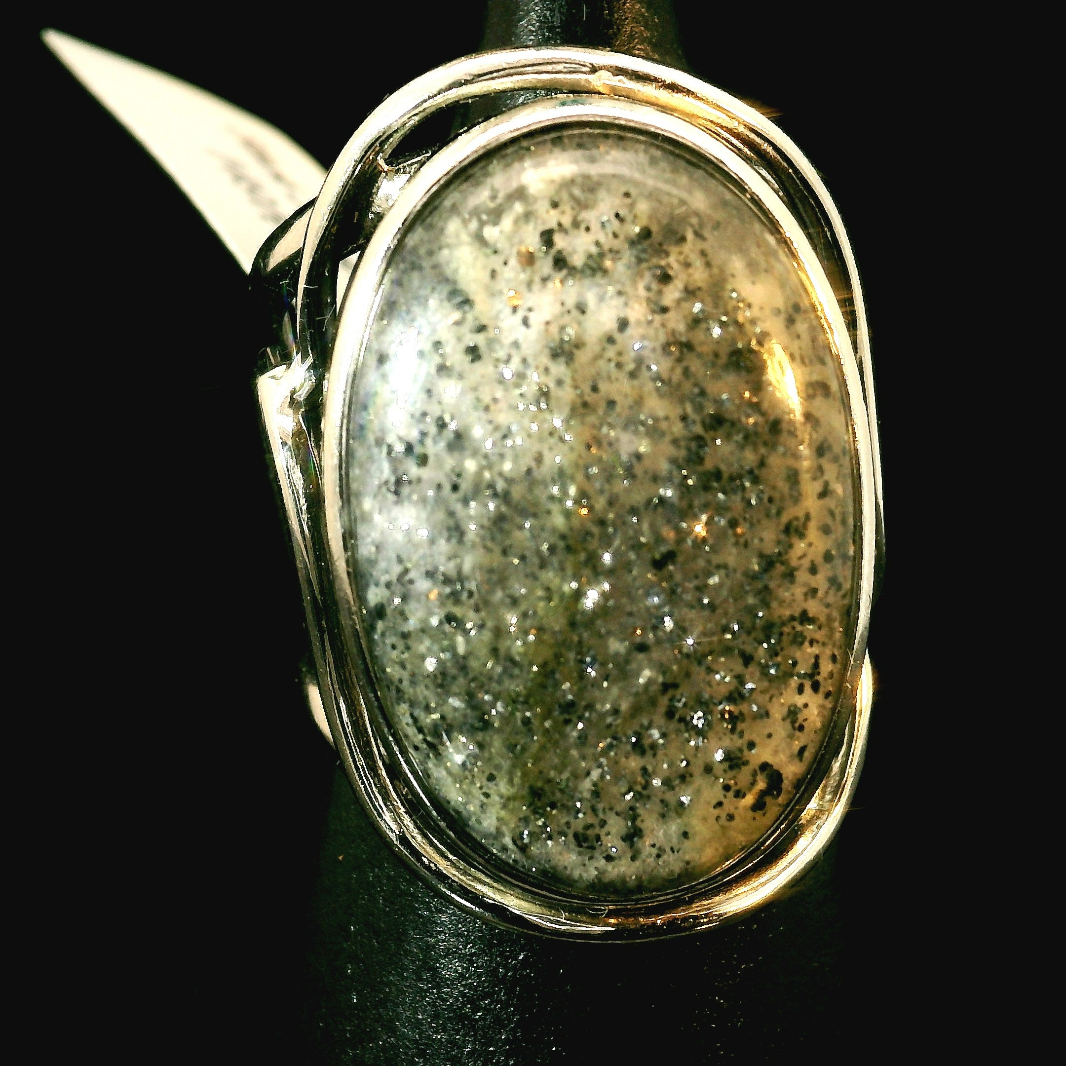 Divine Black Sunstone Cuff Ring .925 Silver for Cleansing & Balancing Chakras