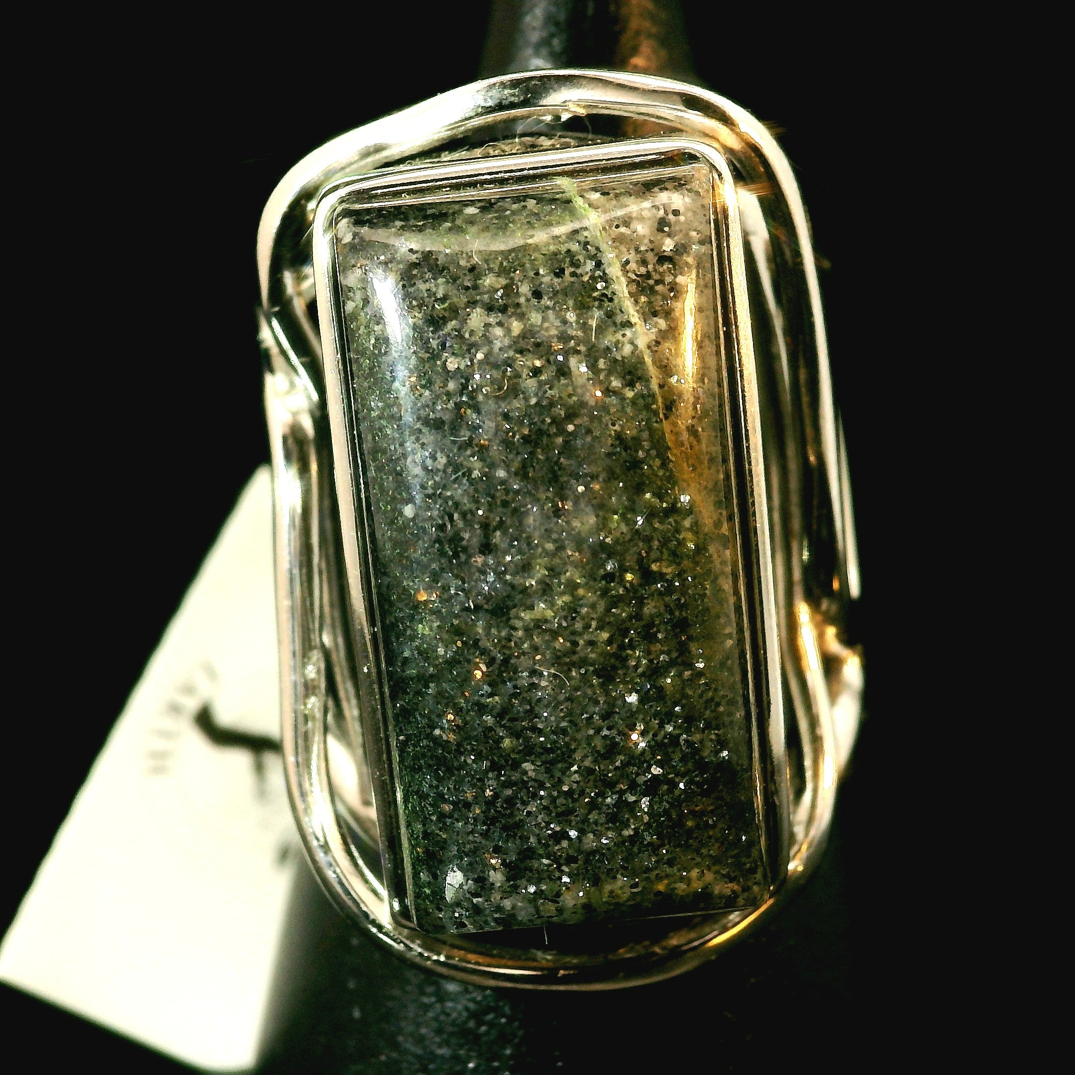 Divine Black Sunstone Cuff Ring .925 Silver for Cleansing & Balancing Chakras