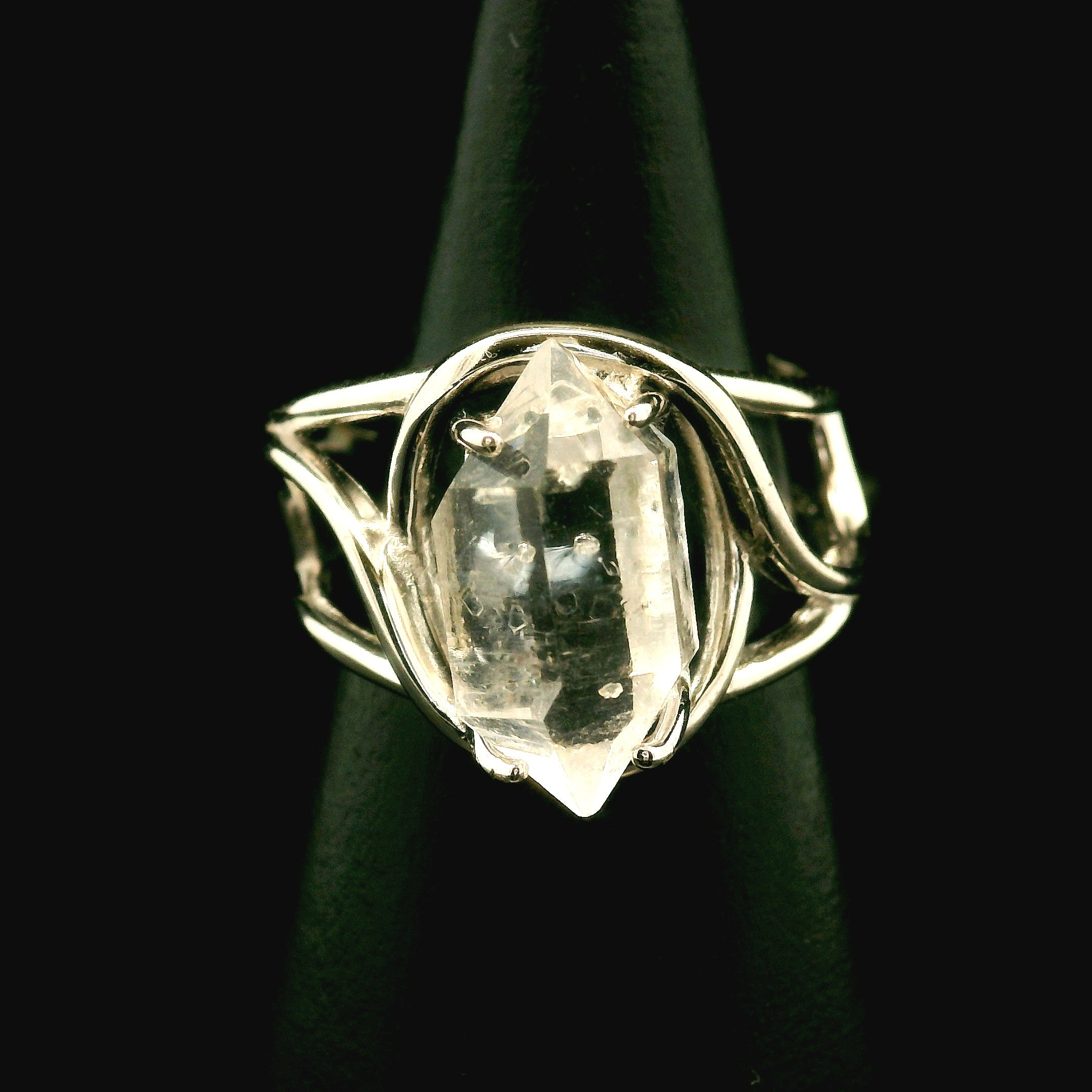 Herkimer Quartz Cuff Ring .925 Silver for Healing, Intention Setting and Manifesting your Desires