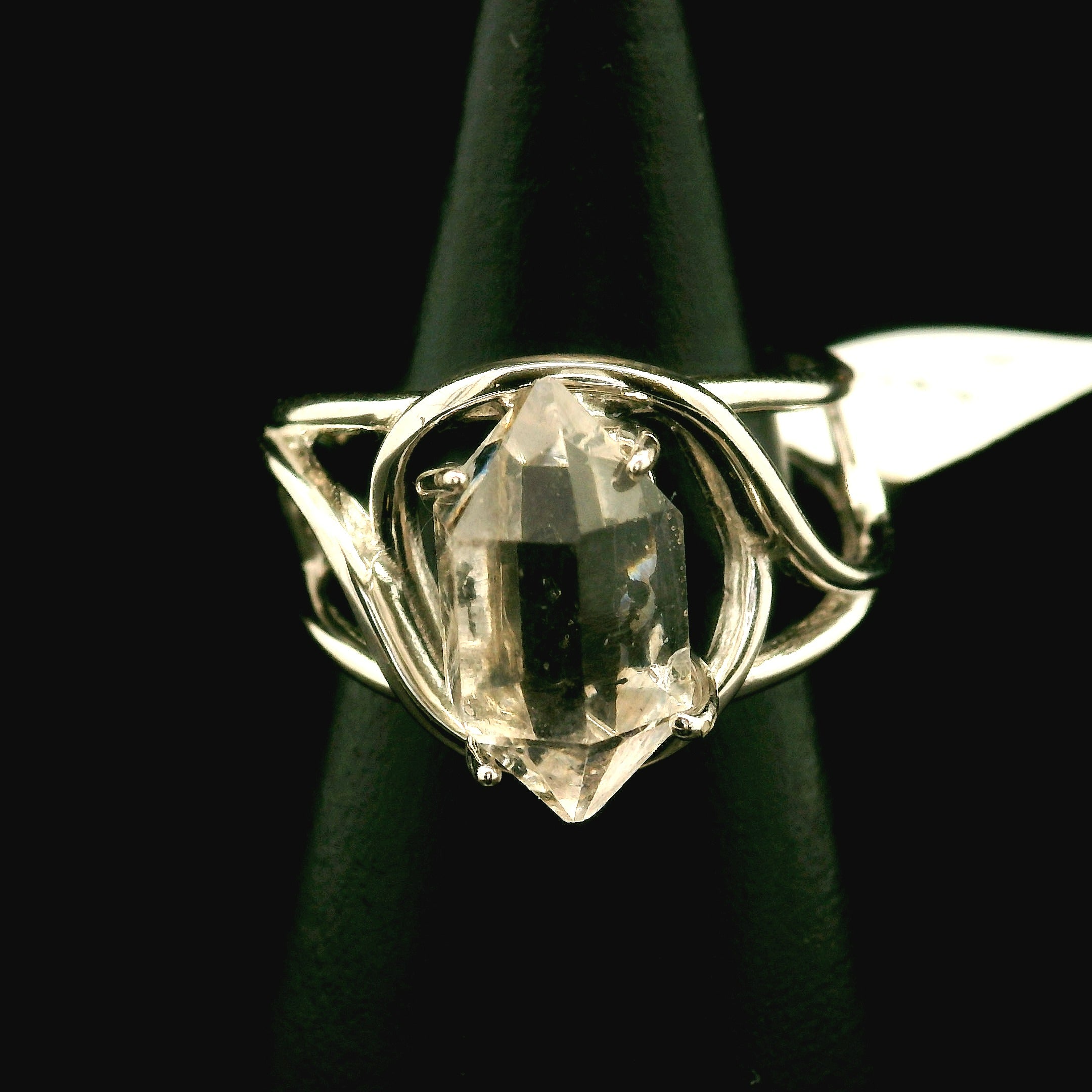 Herkimer Quartz Cuff Ring .925 Silver for Healing, Intention Setting and Manifesting your Desires