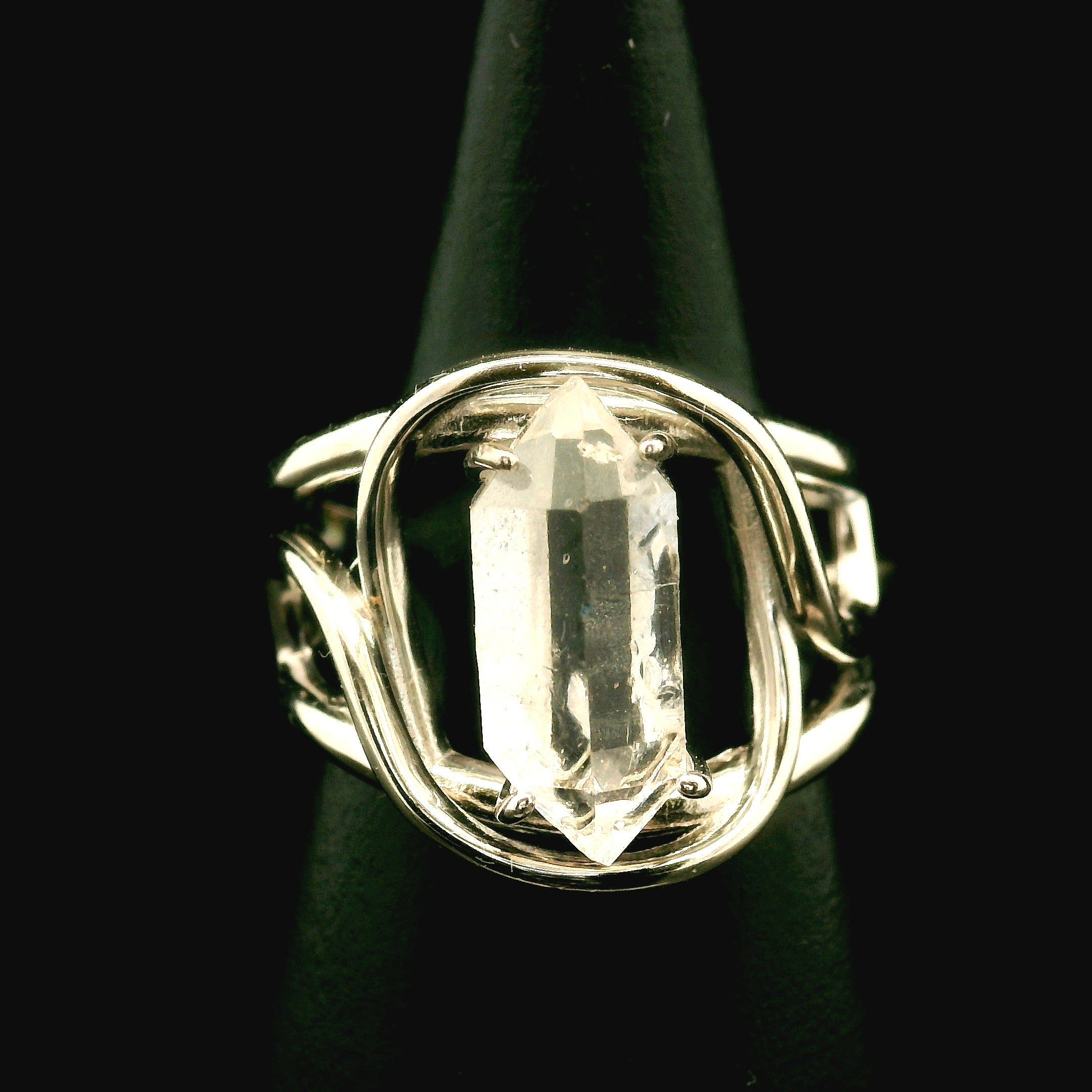 Herkimer Quartz Cuff Ring .925 Silver for Healing, Intention Setting and Manifesting your Desires