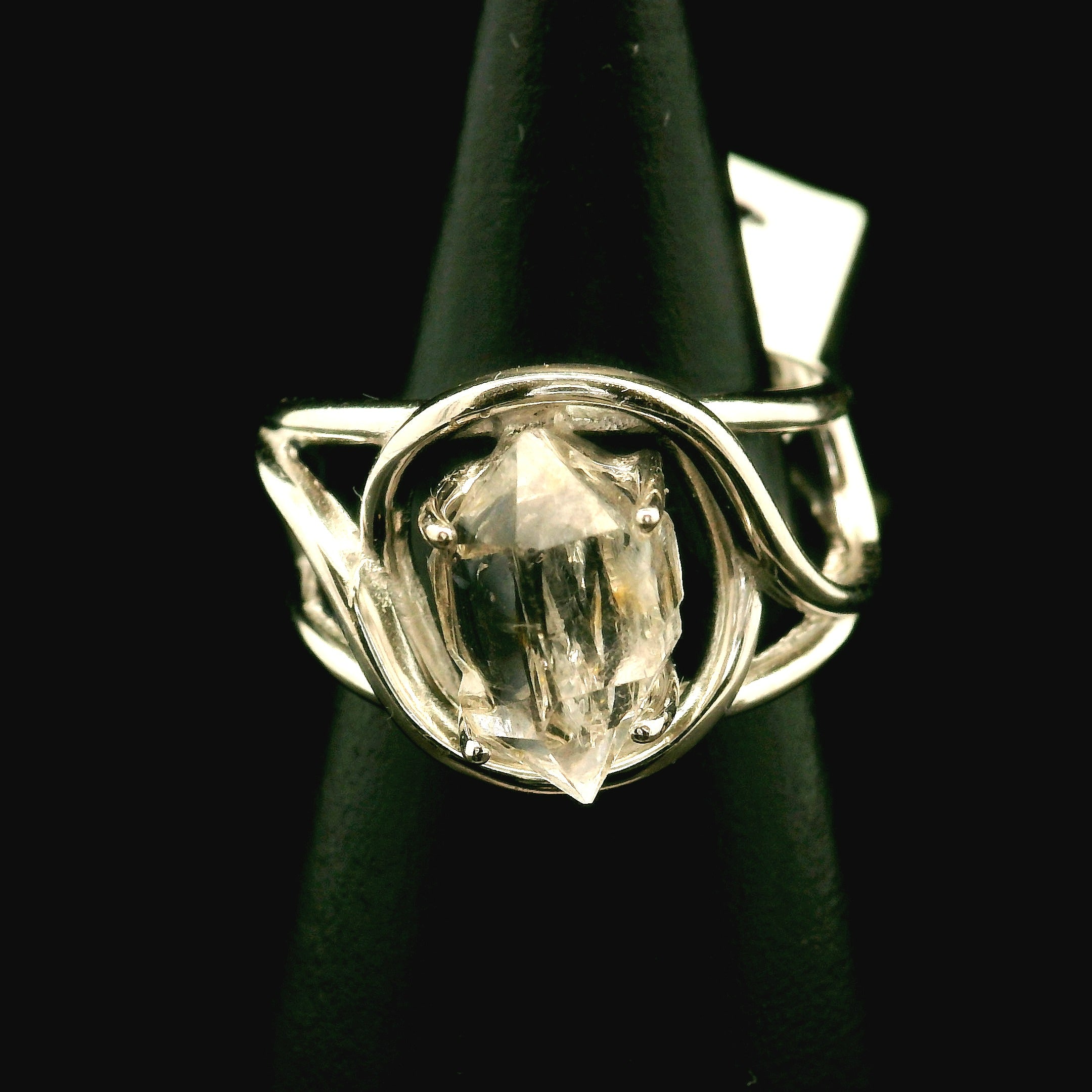 Herkimer Quartz Cuff Ring .925 Silver for Healing, Intention Setting and Manifesting your Desires