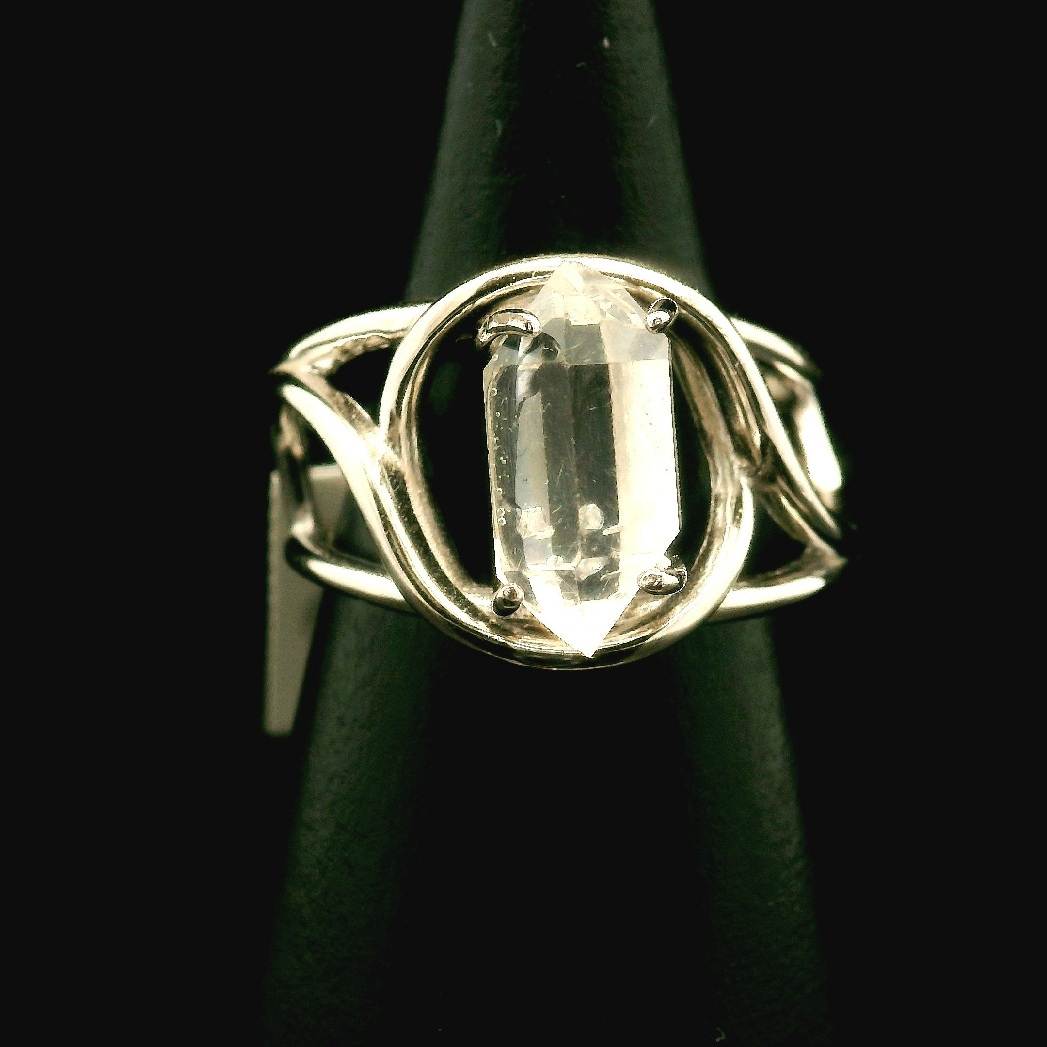 Herkimer Quartz Cuff Ring .925 Silver for Healing, Intention Setting and Manifesting your Desires