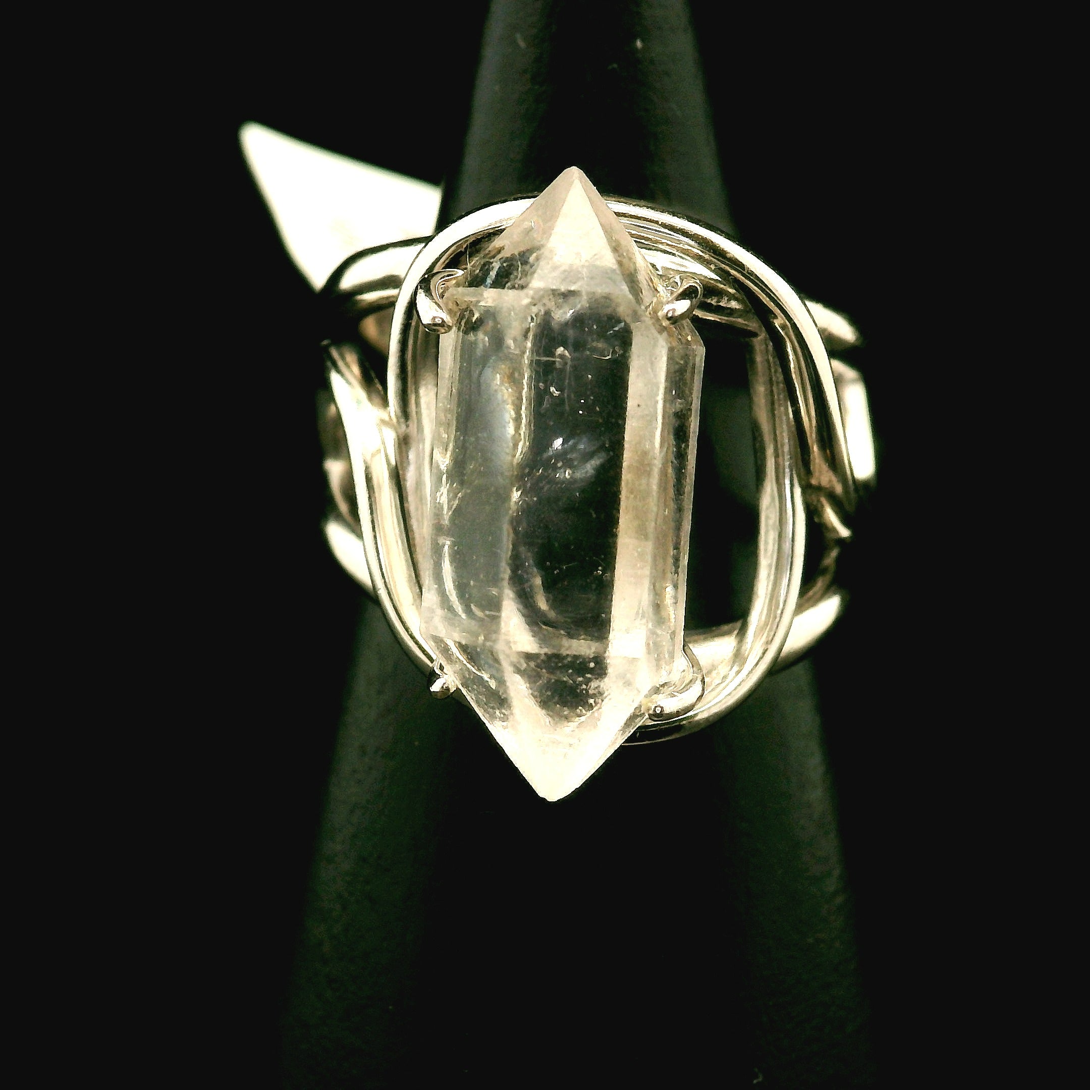 Herkimer Quartz Cuff Ring .925 Silver for Healing, Intention Setting and Manifesting your Desires