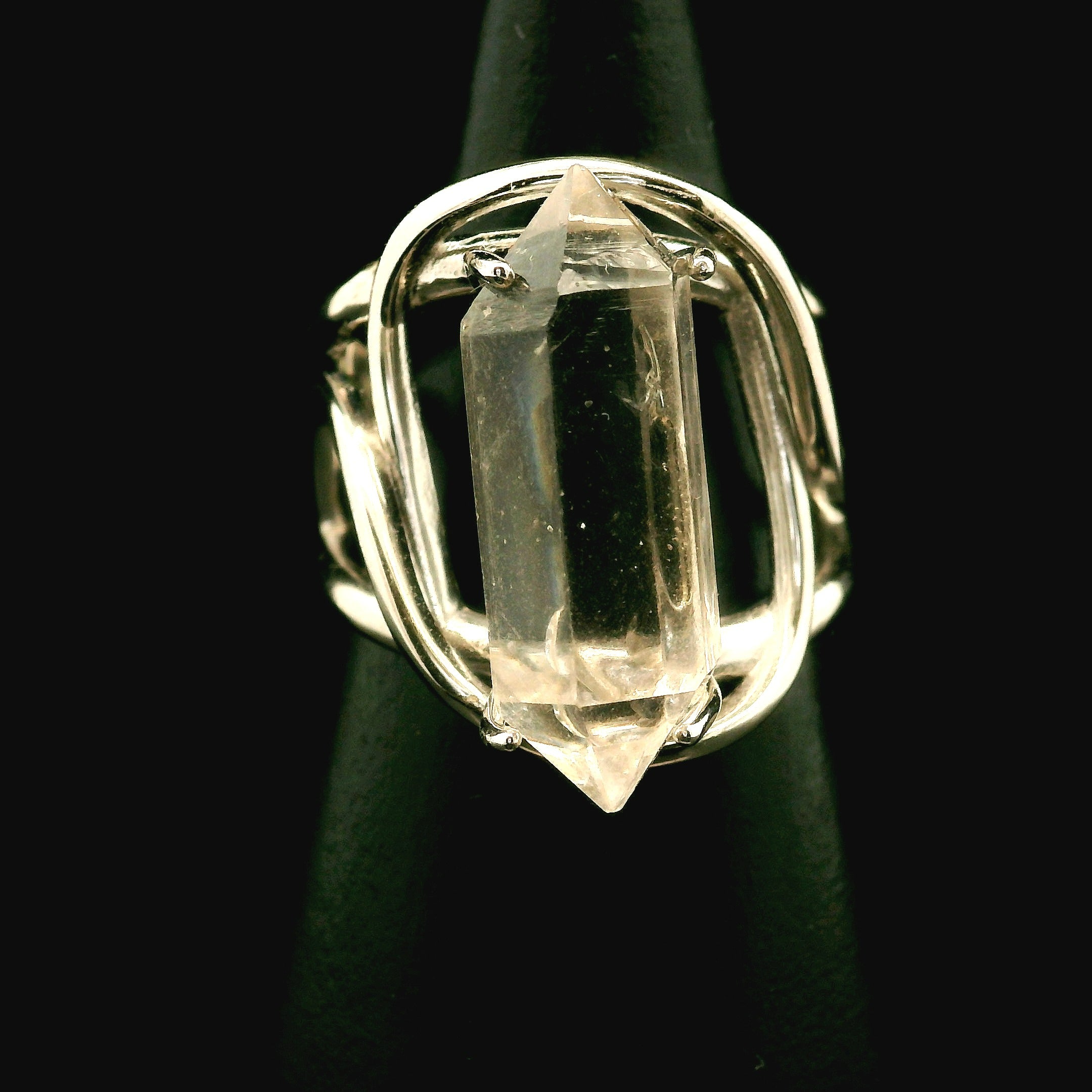 Herkimer Quartz Cuff Ring .925 Silver for Healing, Intention Setting and Manifesting your Desires