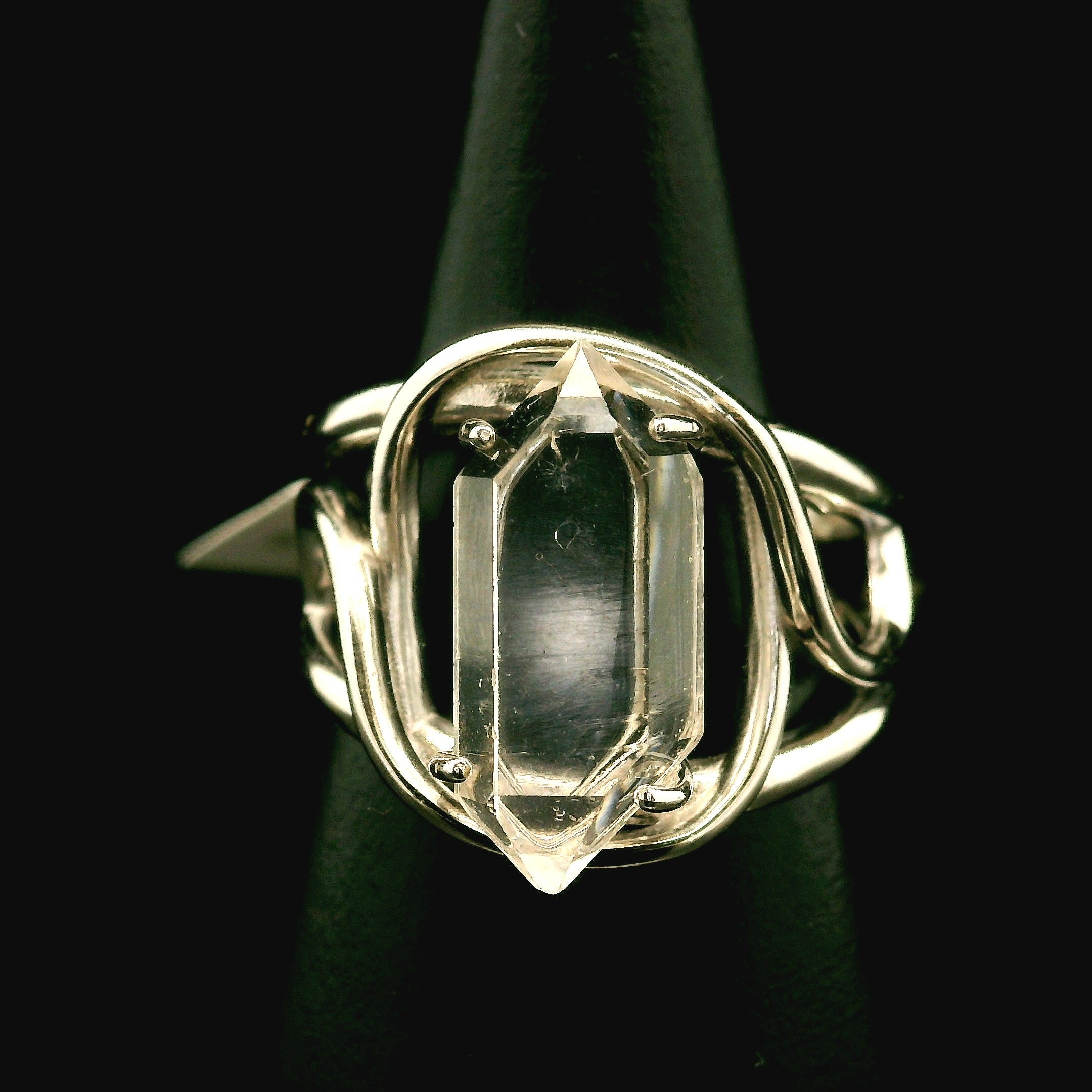 Herkimer Quartz Cuff Ring .925 Silver for Healing, Intention Setting and Manifesting your Desires