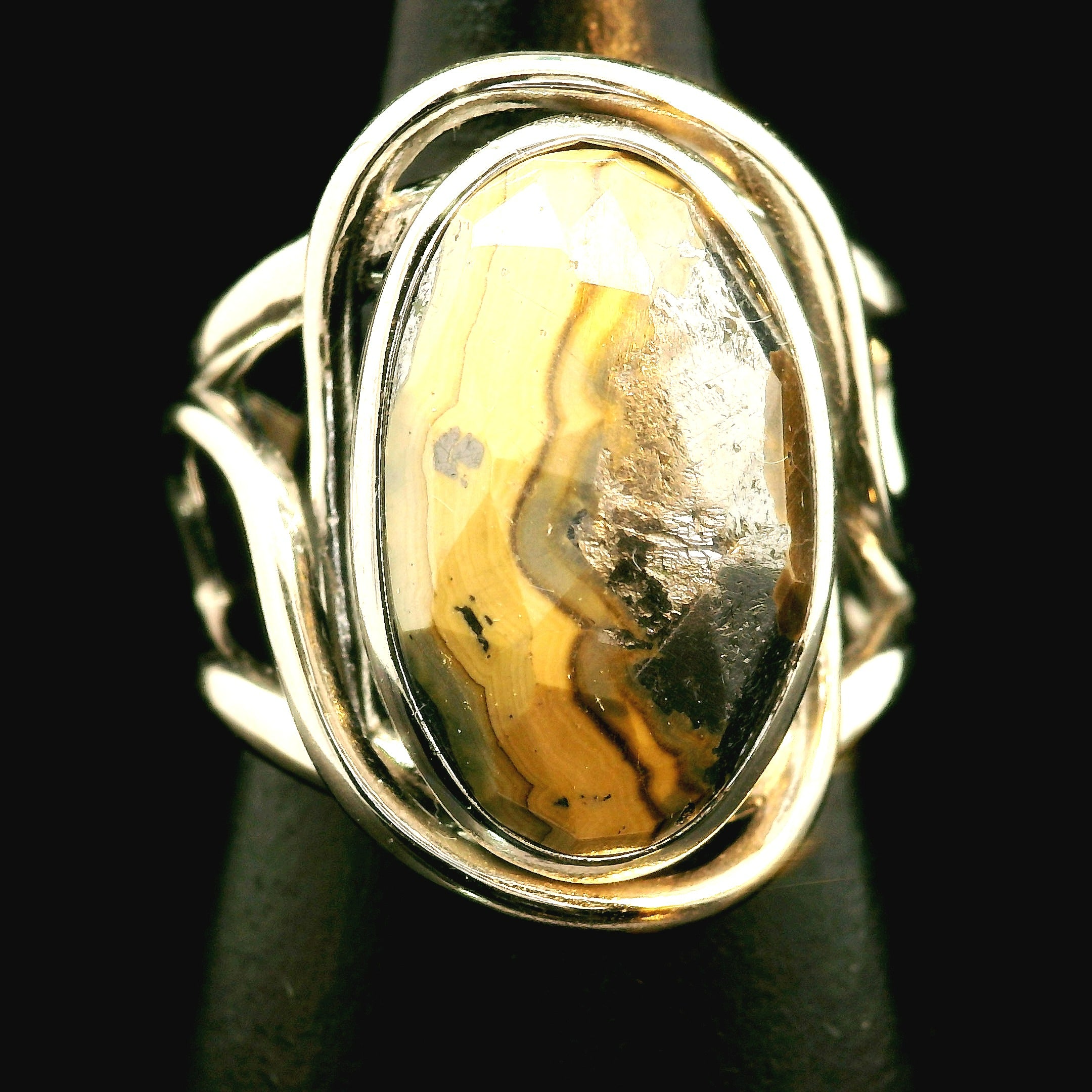 Schalenblende Cuff Ring .925 Silver for Transformation, Grounding and Protection