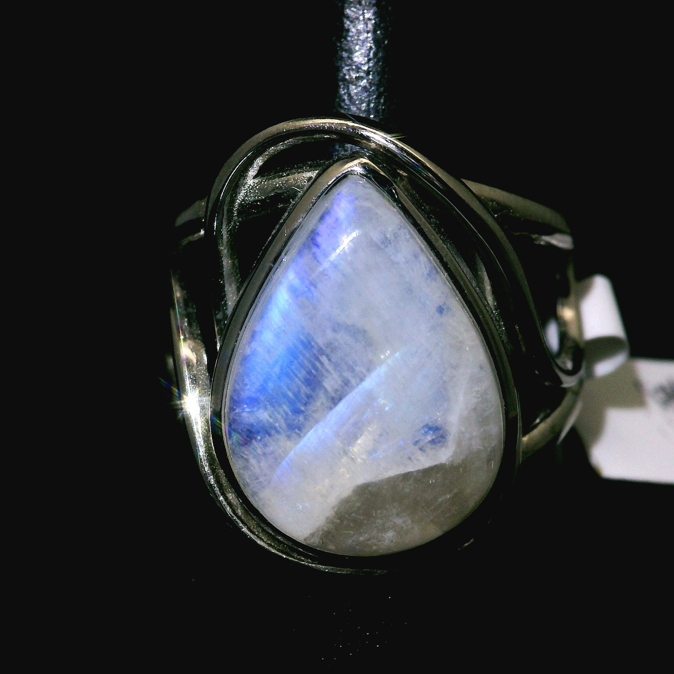 Rainbow Moonstone Cuff Ring .925 Silver for New Beginnings, Protection and Manifestation