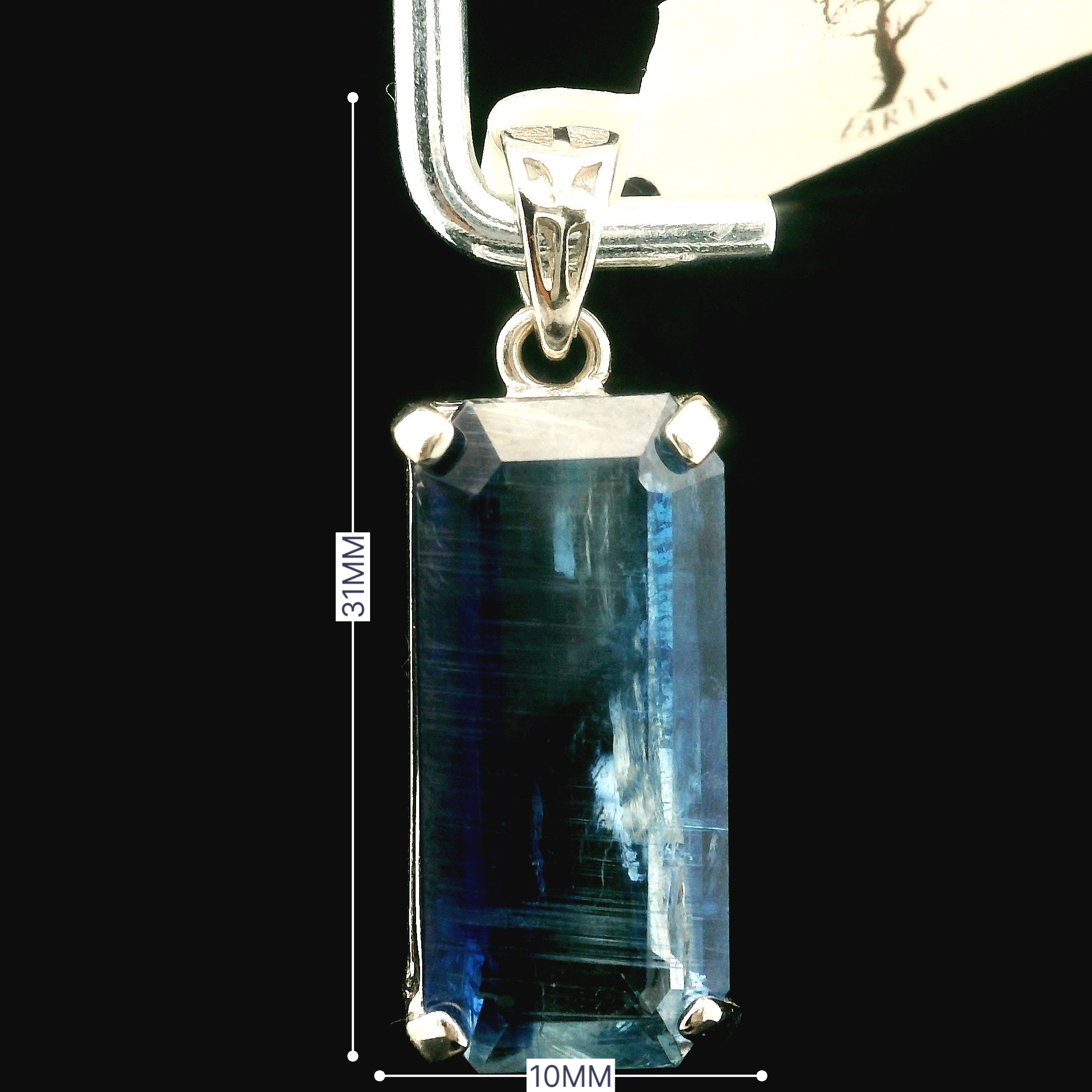 Kyanite Faceted Pendant for Healing Work, High Intuition and Releasing Addiction