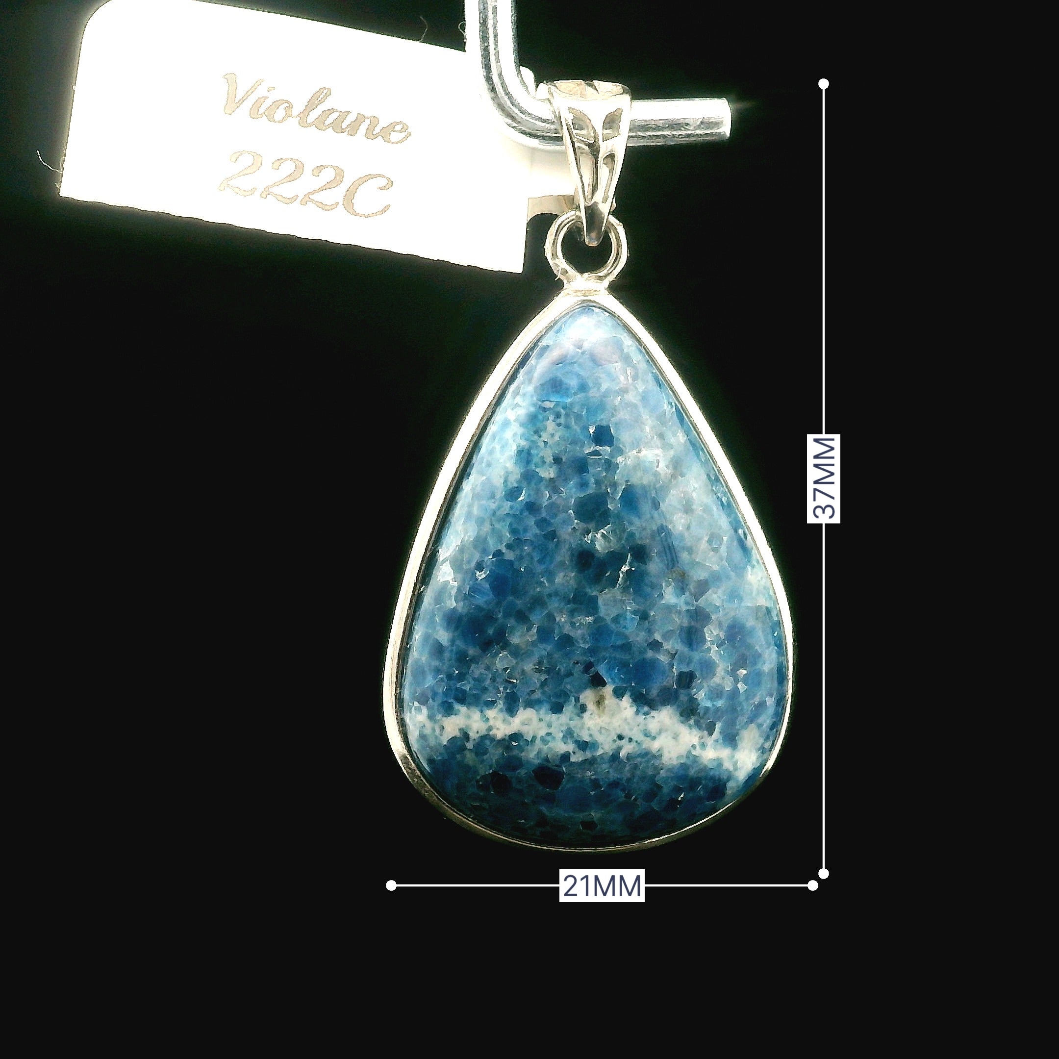 Blue Diopside (Violane) Pendant .925 Silver (High Quality) for Communicating with Angels