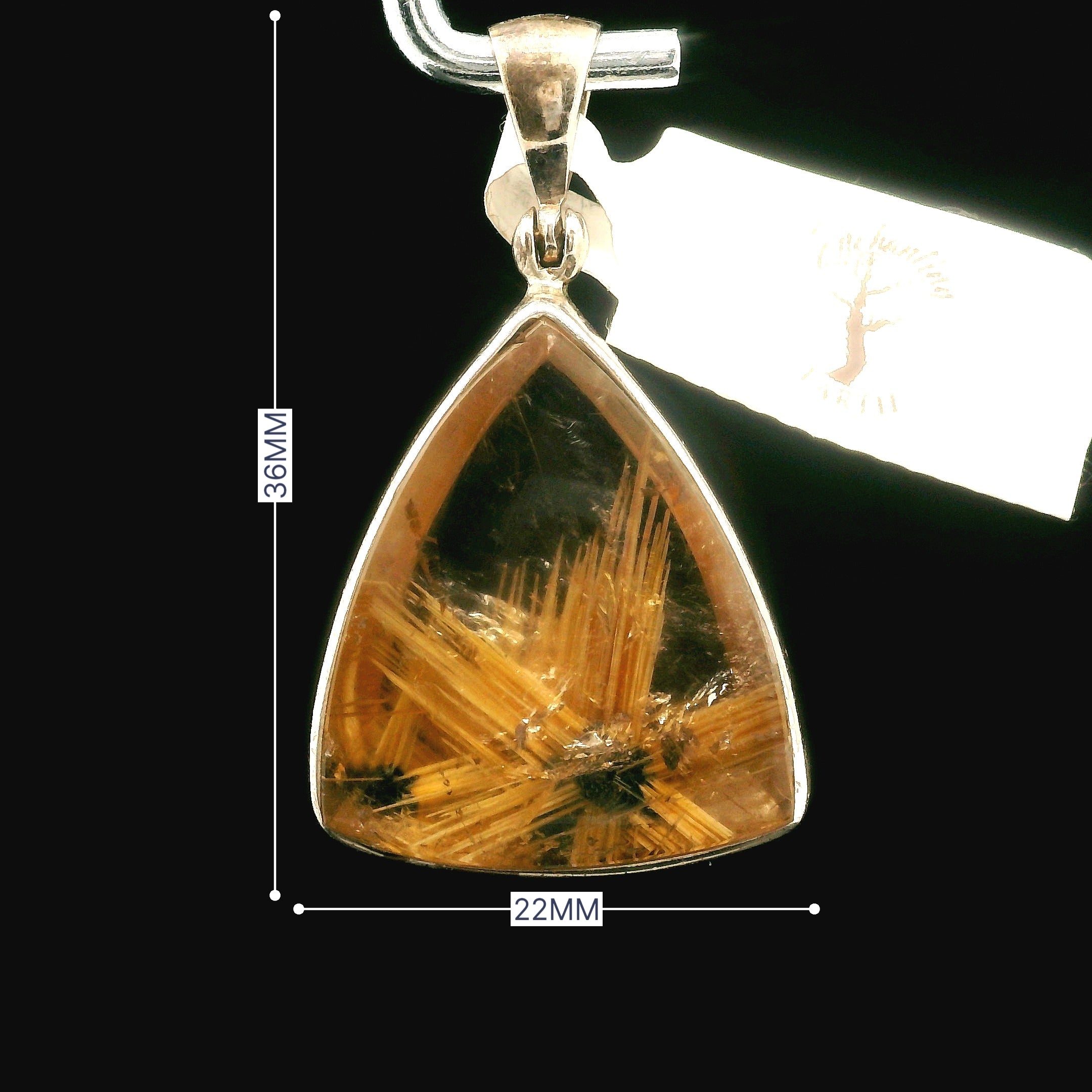 Gold Rutile Pendant .925 Silver for Insight, Meditation & Shamanic Journey