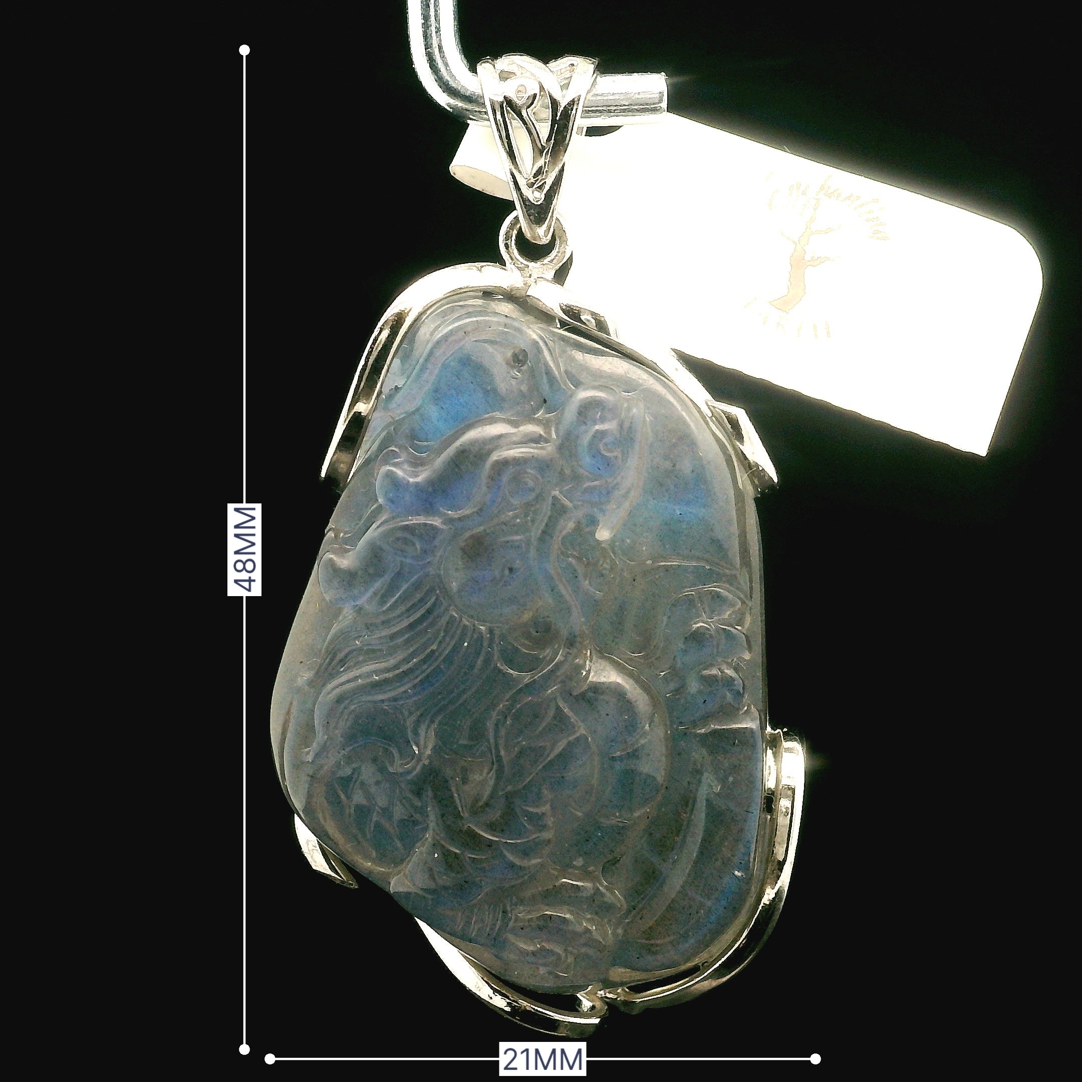 Labradorite Dragon Pendant .925 Silver for Protection and Guidance