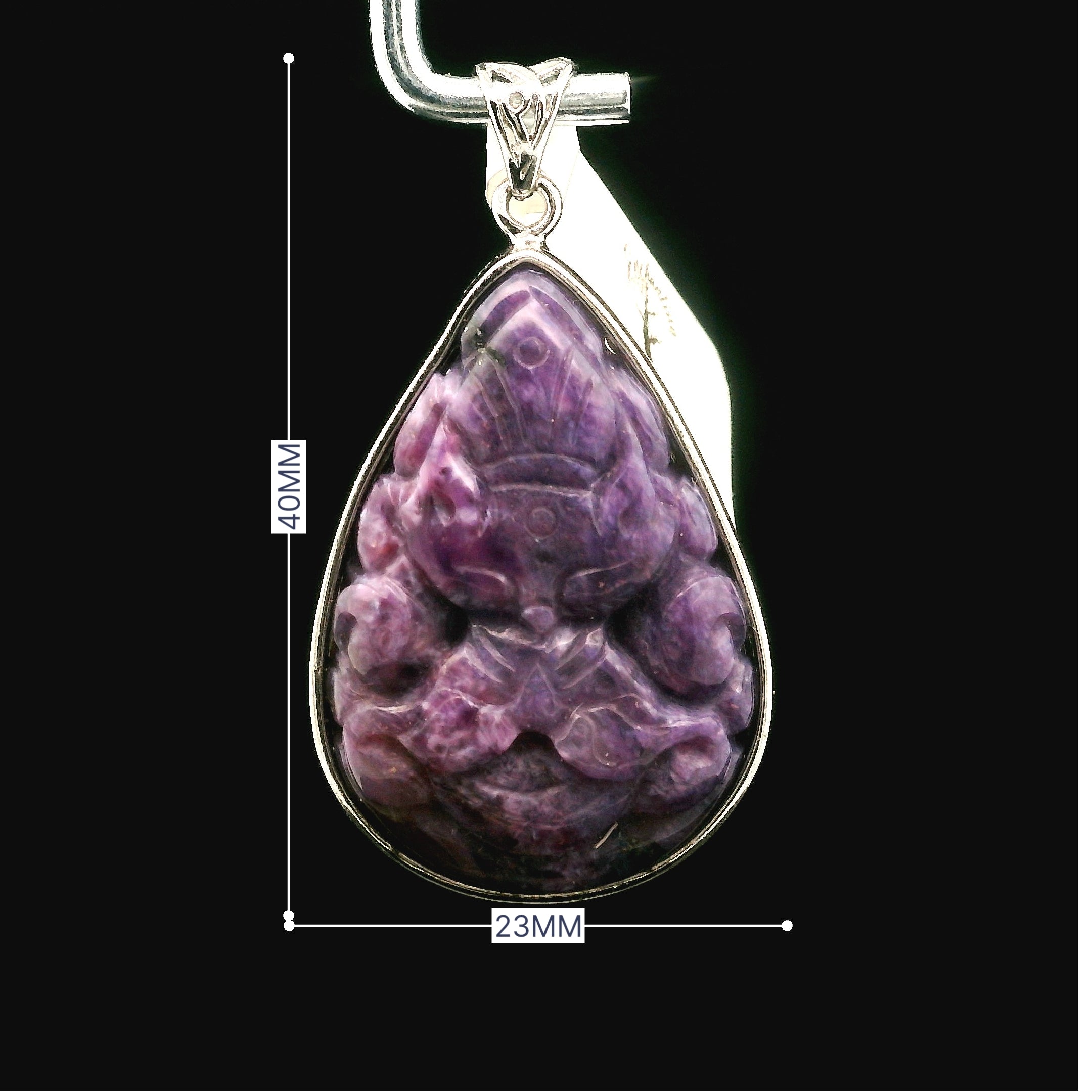 Charoite Nine Tails Pendant .925 Silver for Enhancing your Intuitive Gifts and Spiritual Transformation
