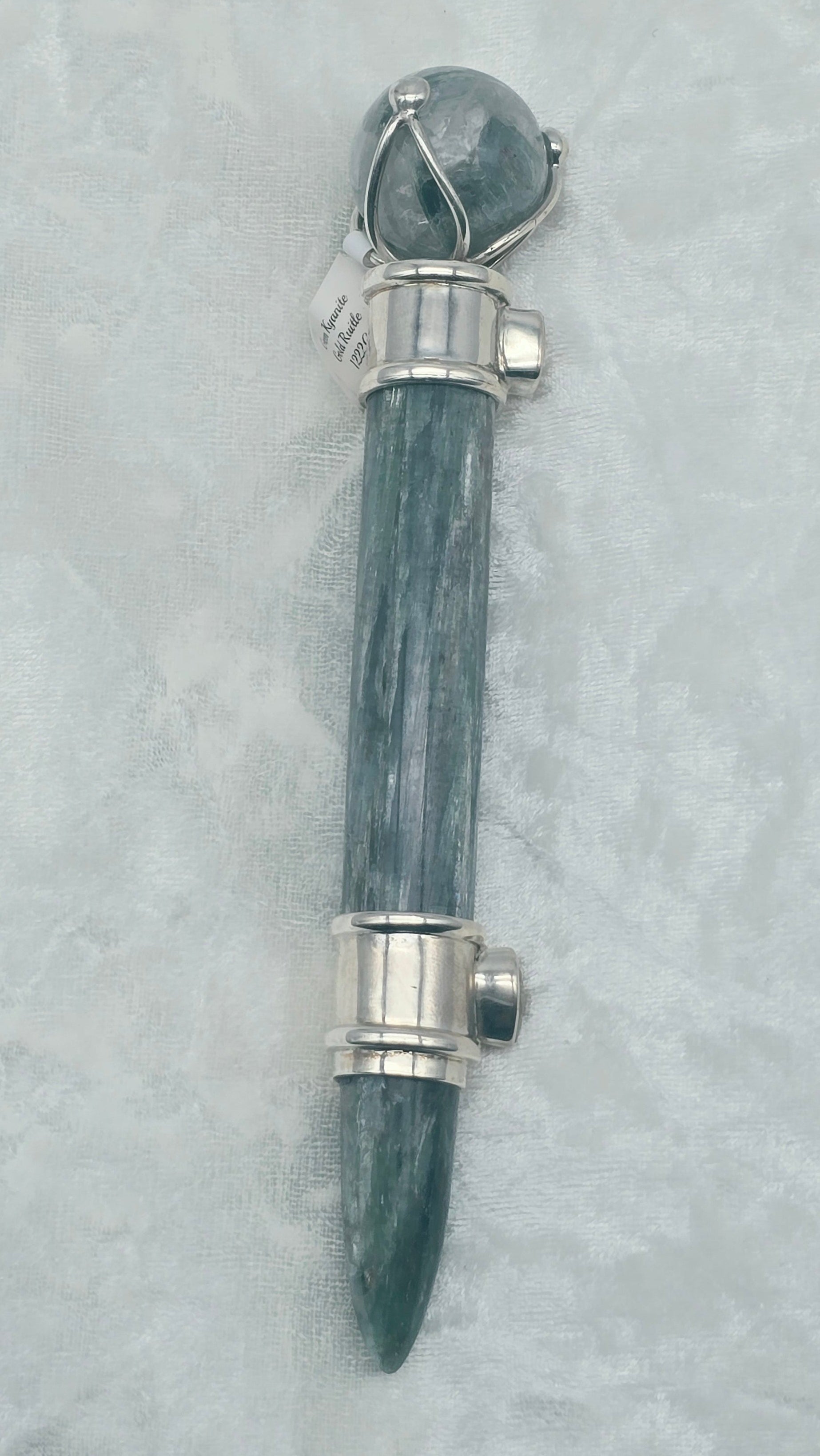 One of a Kind Magic Wand ~ Green Kyanite with Gold Rutile Gemstones for Energy Cleansing, Forgiveness and Peace