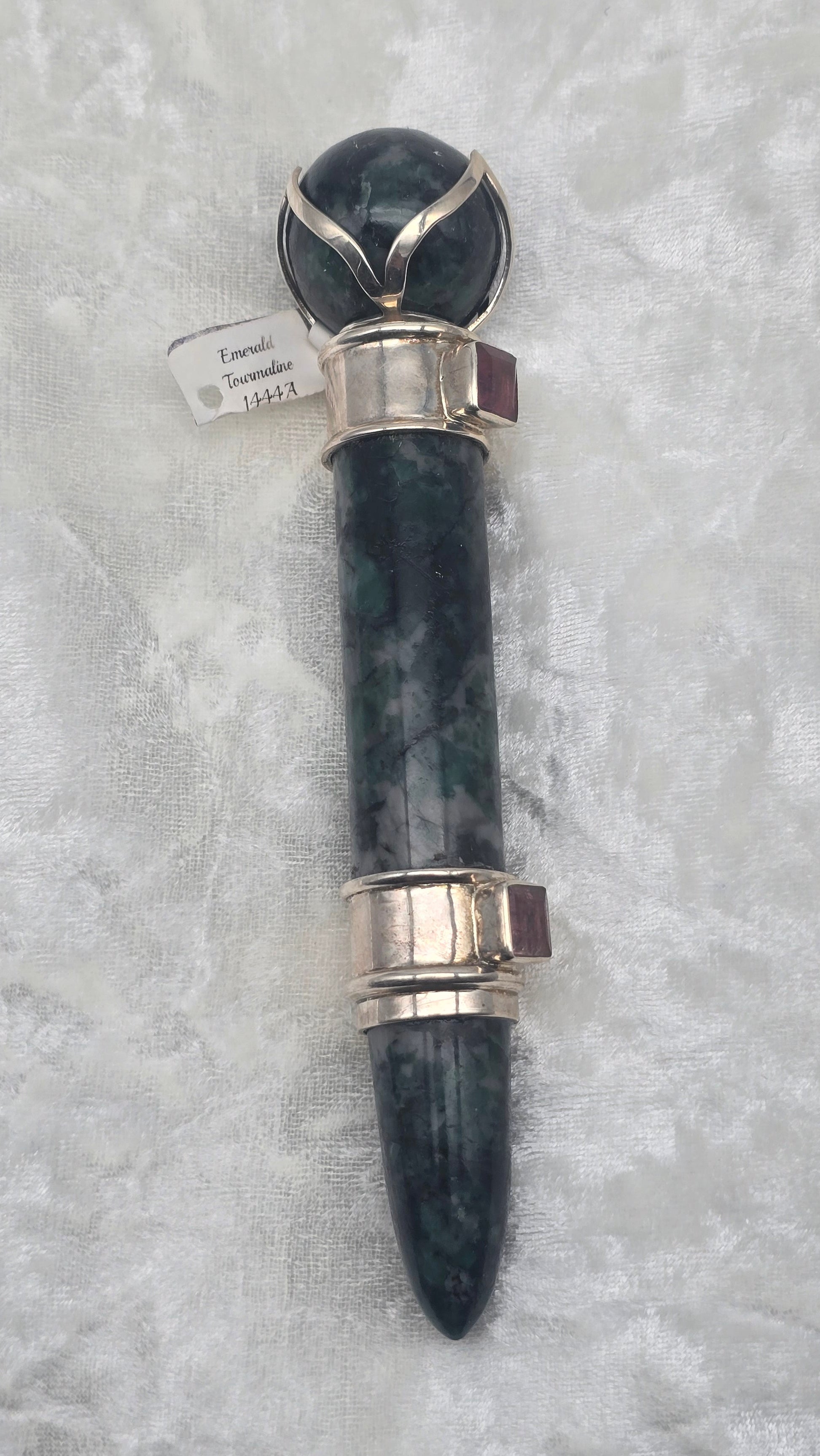 One of a Kind Magic Wand ~ Emerald and Pink Tourmaline Wand for Abundance, Love and Manifesting your Heart's Desires