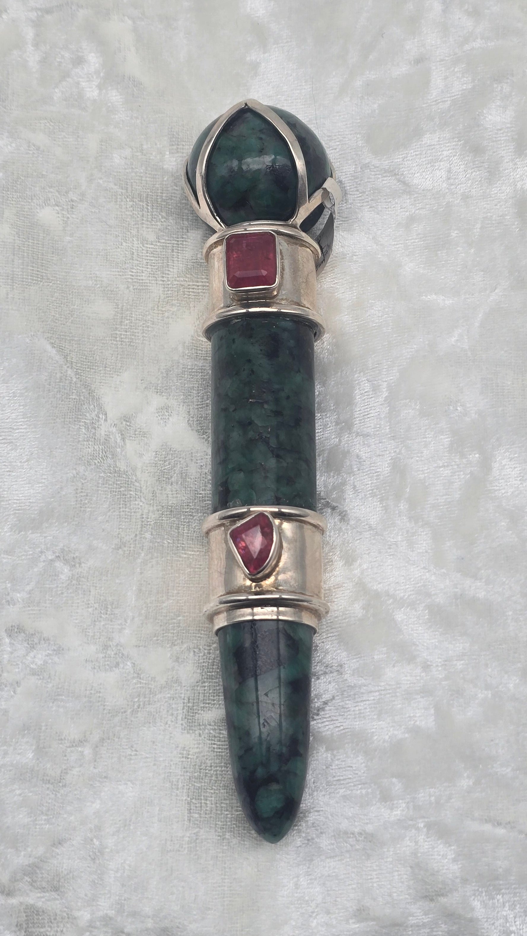 One of a Kind Magic Wand ~ Emerald and Pink Tourmaline Wand for Abundance, Love and Manifesting your Heart's Desires