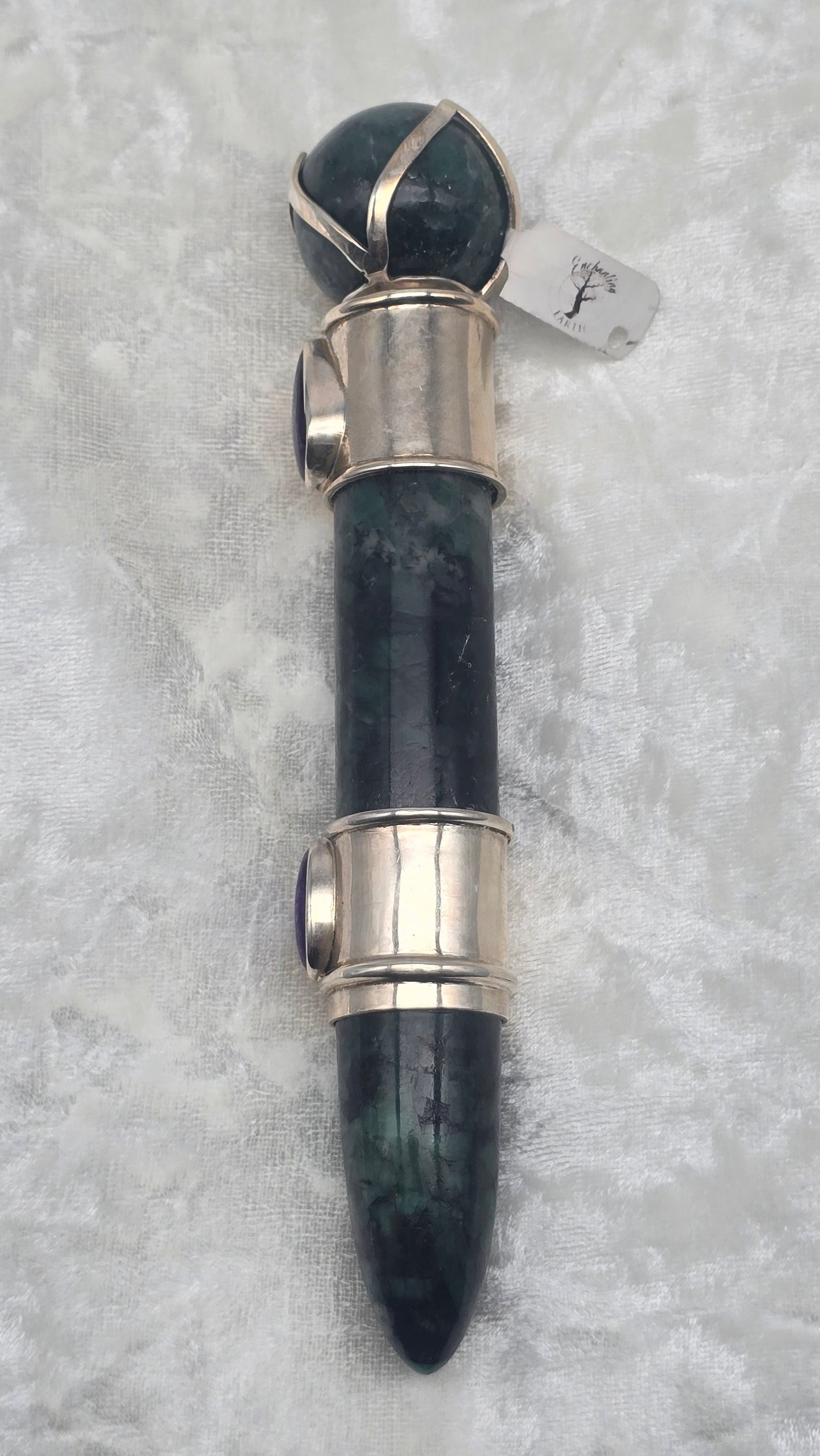 One of a Kind Magic Wand ~ Emerald and Sugilite Wand for Abundance, Health and Spiritual Connection