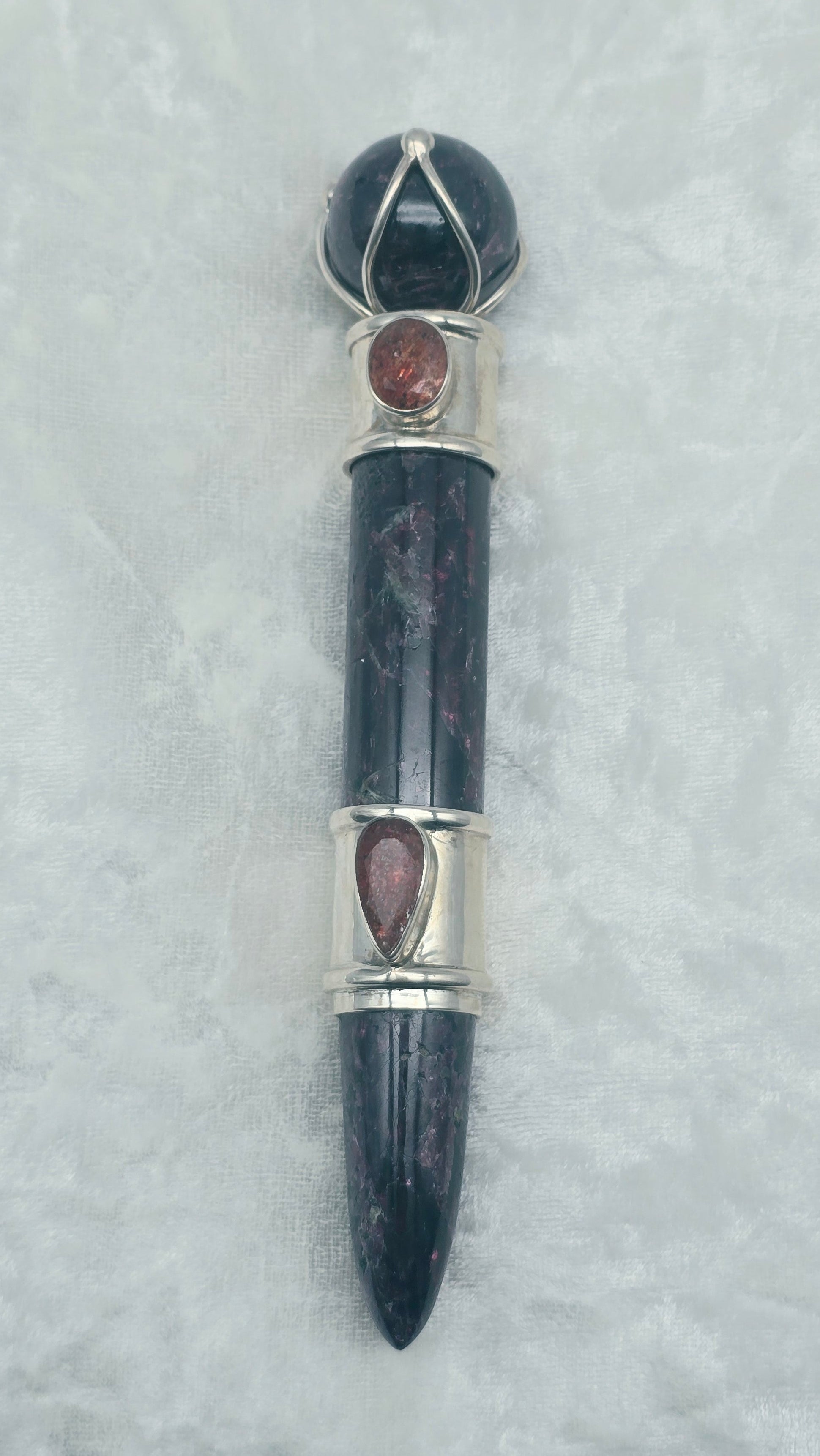 One of a Kind Magic Wand ~ Garnet with Sunstone Gemstones for Transformation, Grounding, Healing and Joy