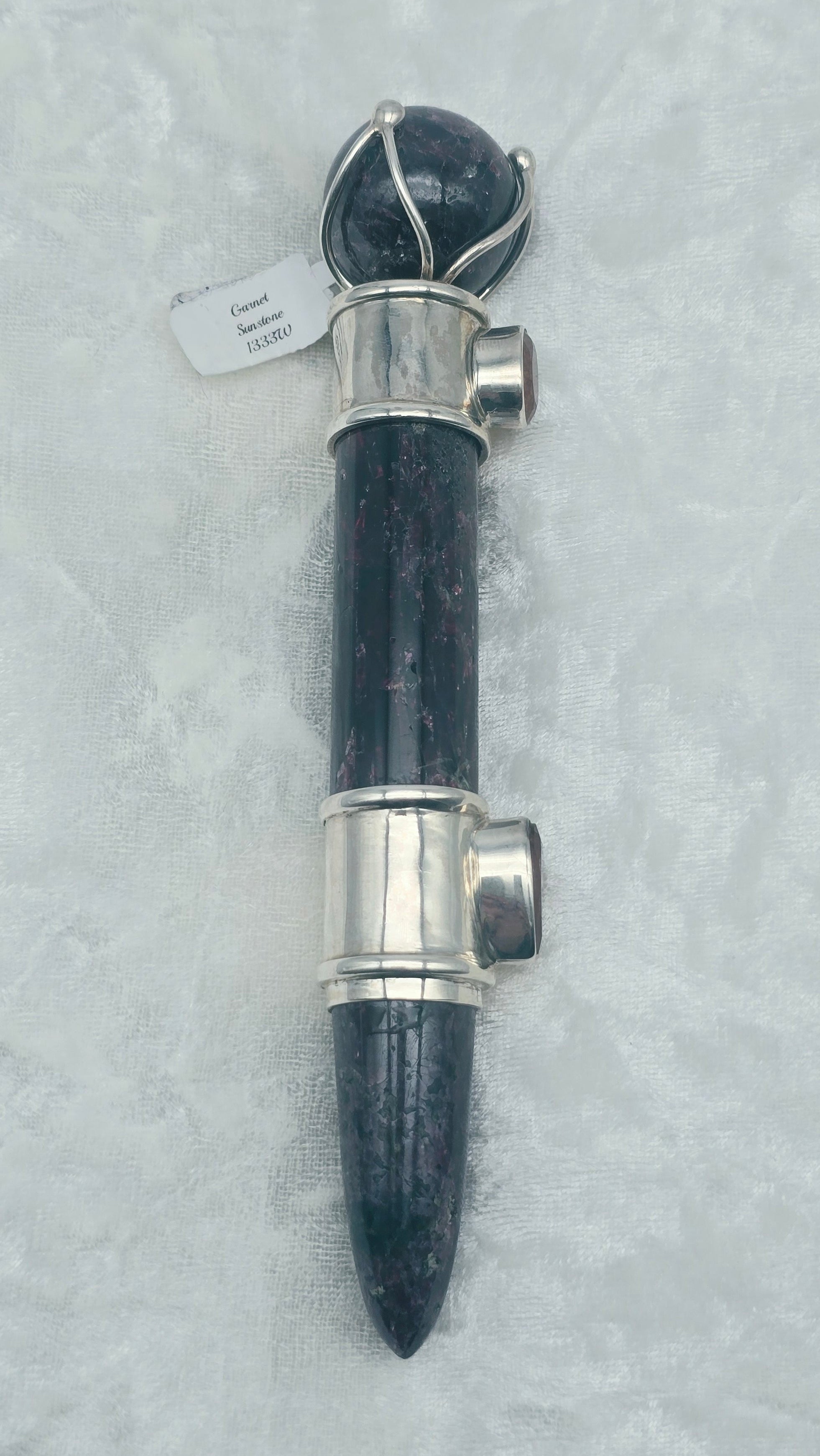 One of a Kind Magic Wand ~ Garnet with Sunstone Gemstones for Transformation, Grounding, Healing and Joy
