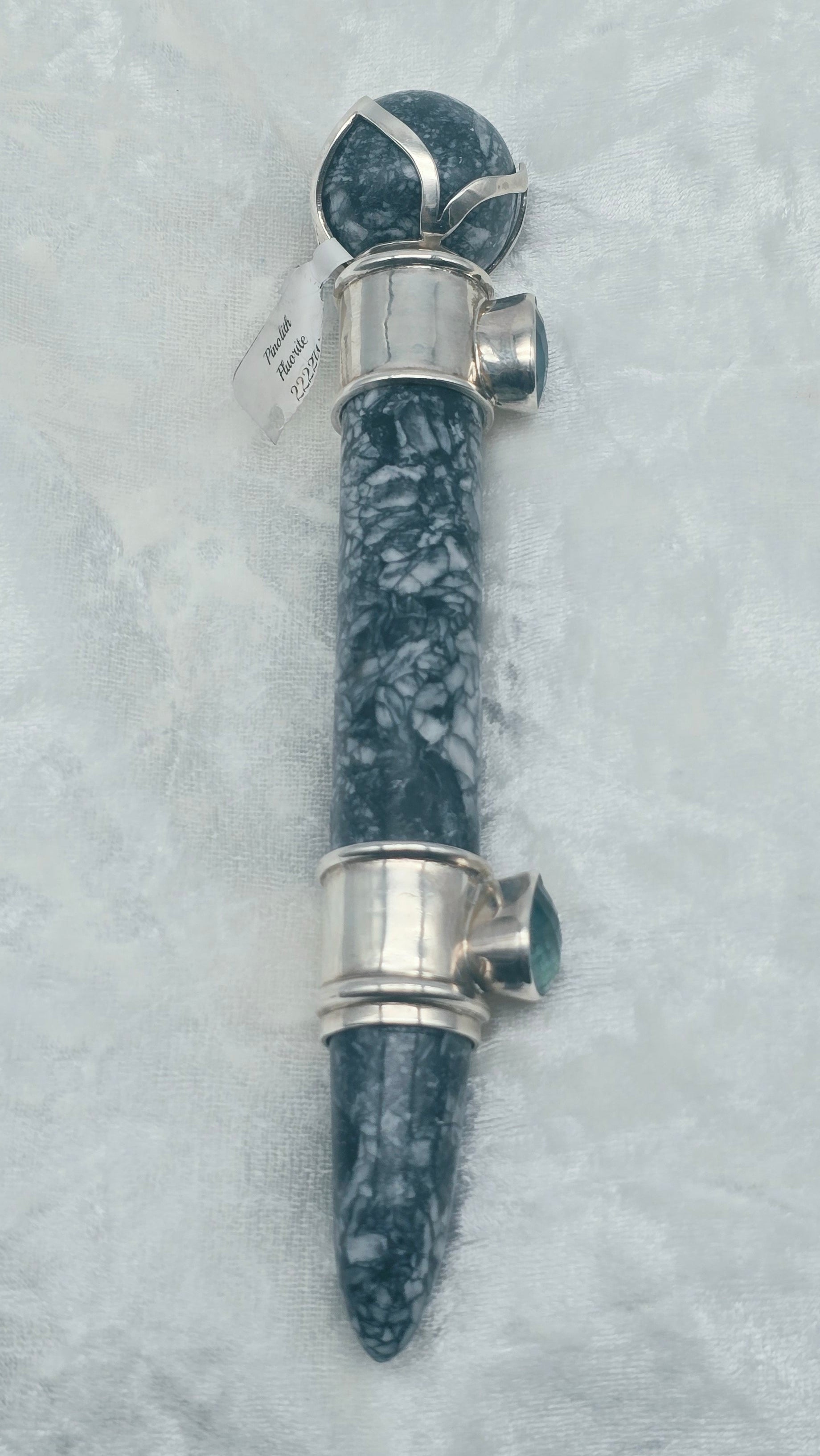 One of a Kind Magic Wand ~ Pinolite and Color Change Fluorite Wand for Balance, Focus and Protection