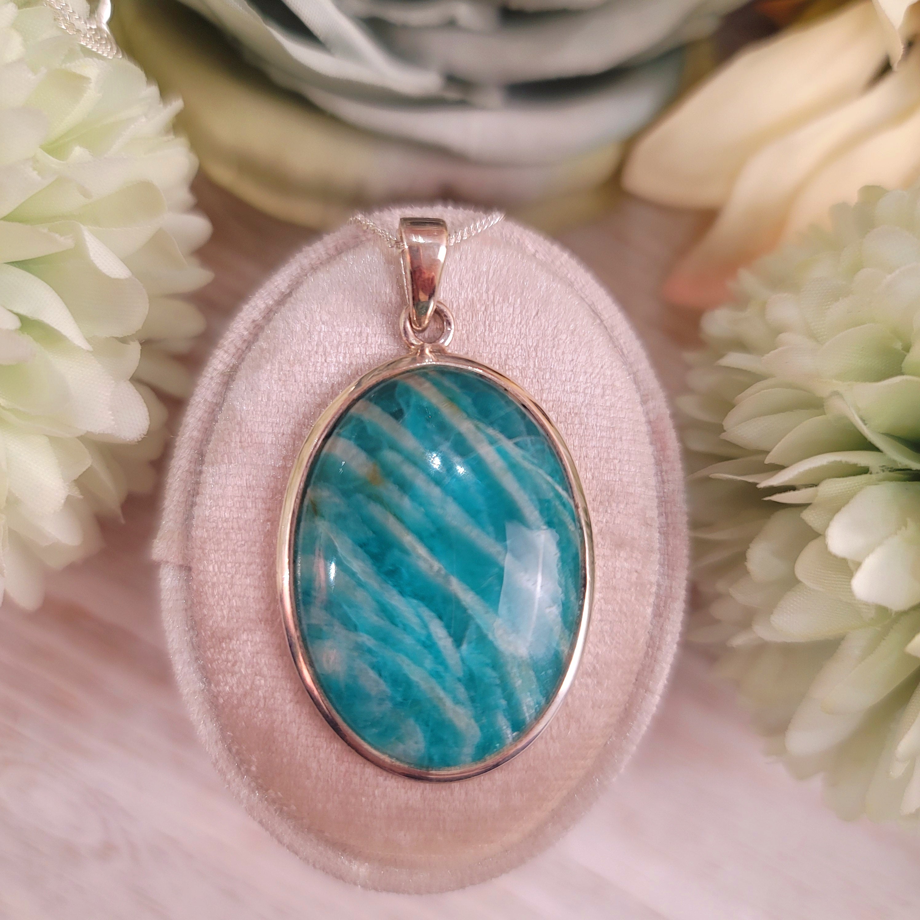Amazonite Pendant .925 Silver for Communication, Harmony and Hope