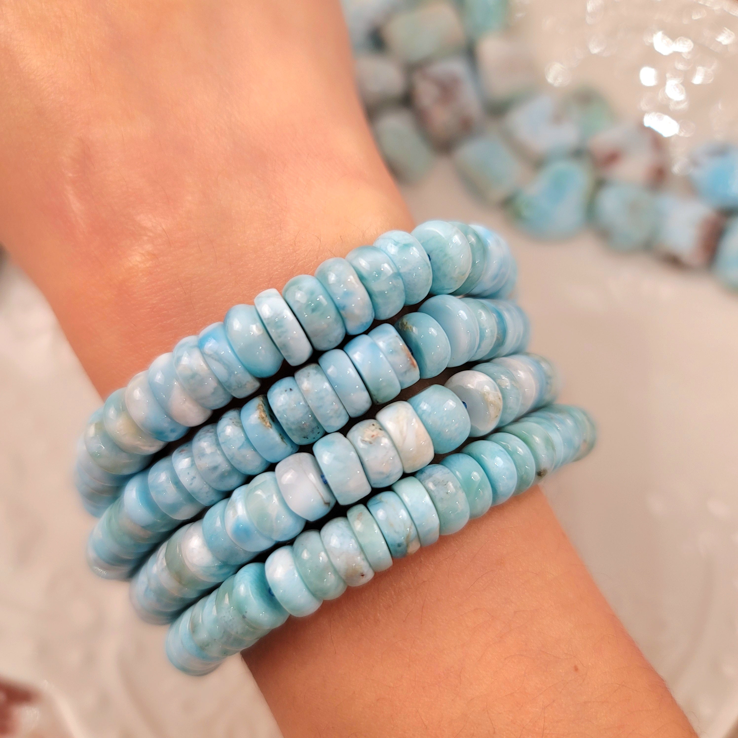Larimar Rondell Bracelet (AA Grade) for Calm & Tranquility