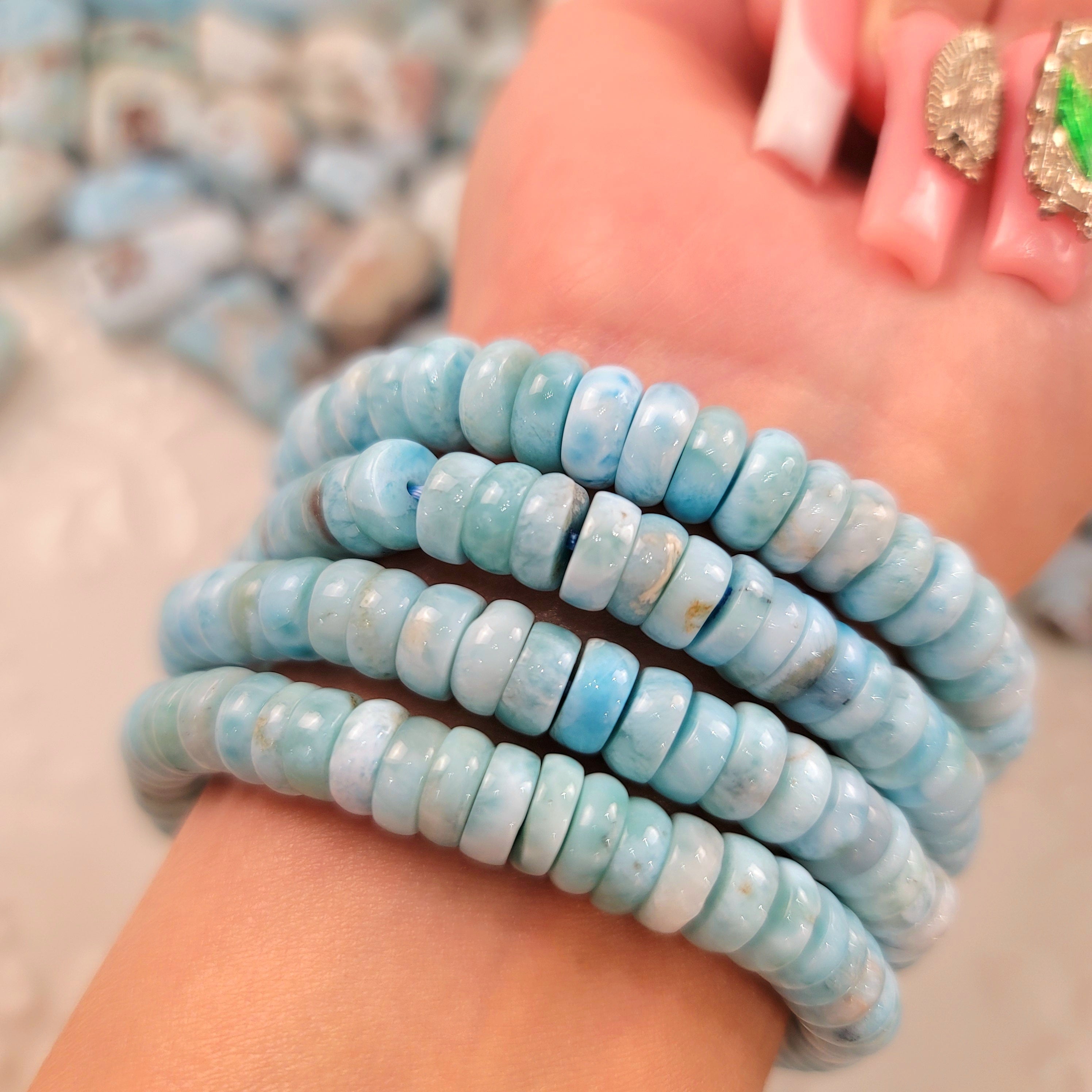 Larimar Rondell Bracelet (AA Grade) for Calm & Tranquility