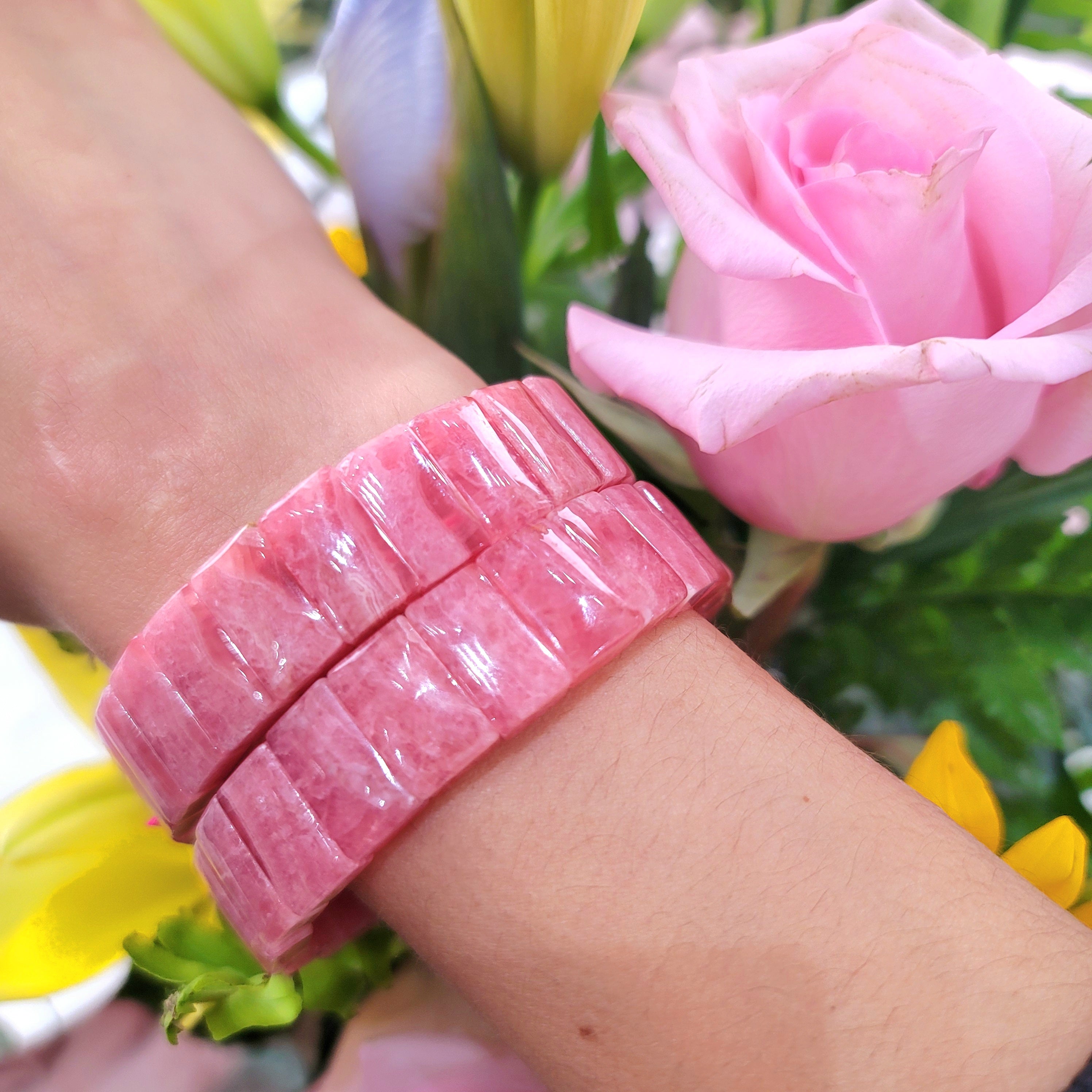 Rhodochrosite Stretchy Bangle Bracelet (AAA) for Healing your Heart