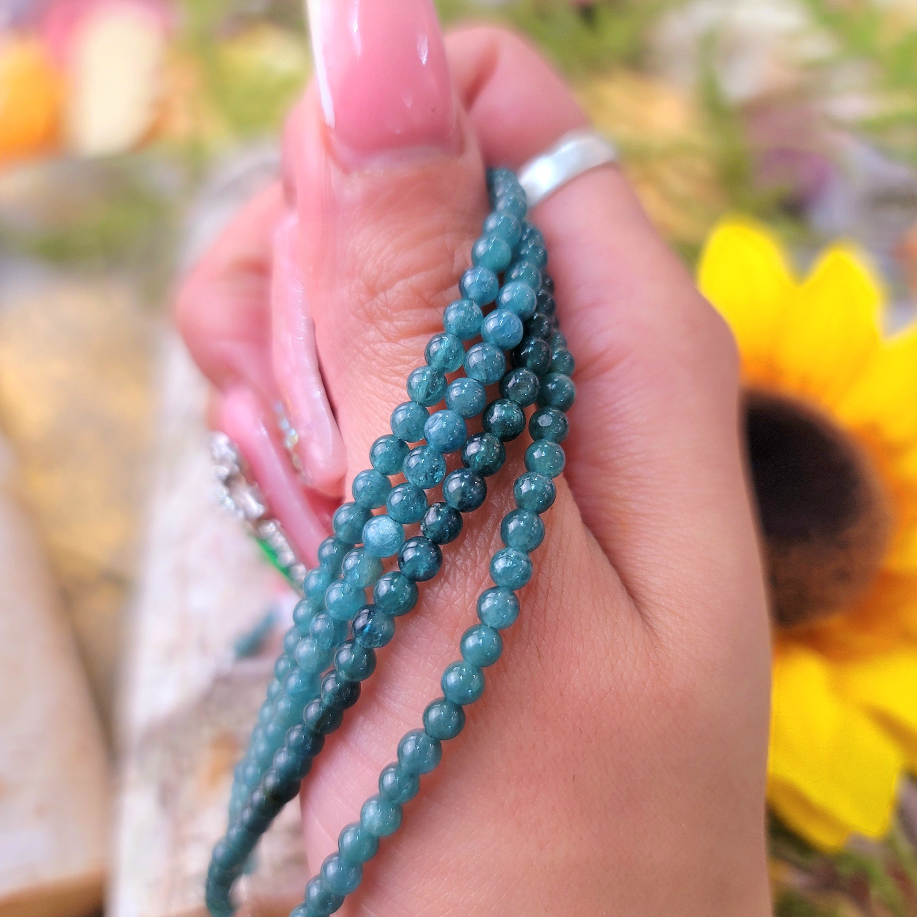 Blue Tourmaline Round Bracelet for Higher Realms of Consciousness, Emotional Healing and Peace