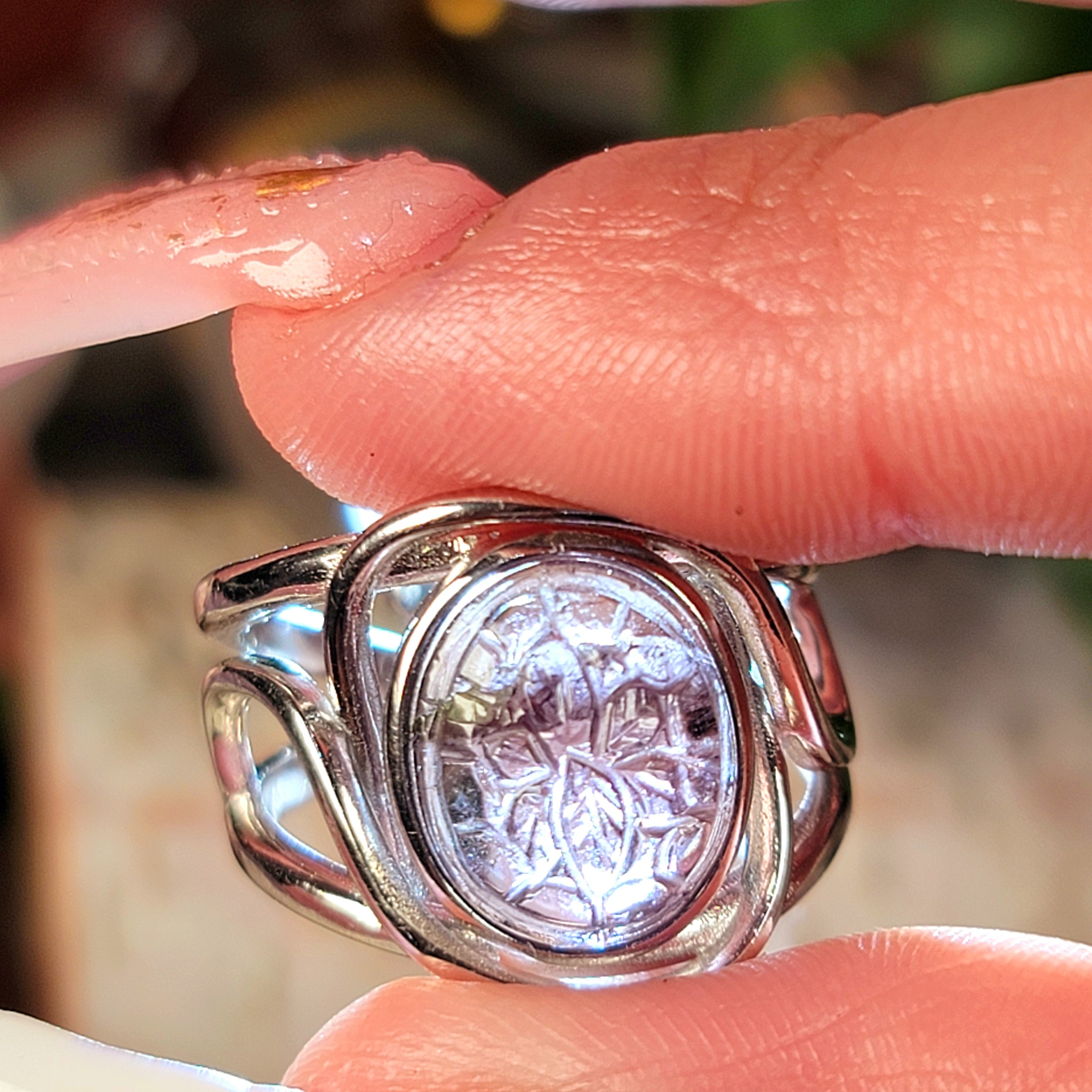 Watermelon Tourmaline Flower Finger Bracelet Adjustable Ring for Revitalizing your Passion for Life
