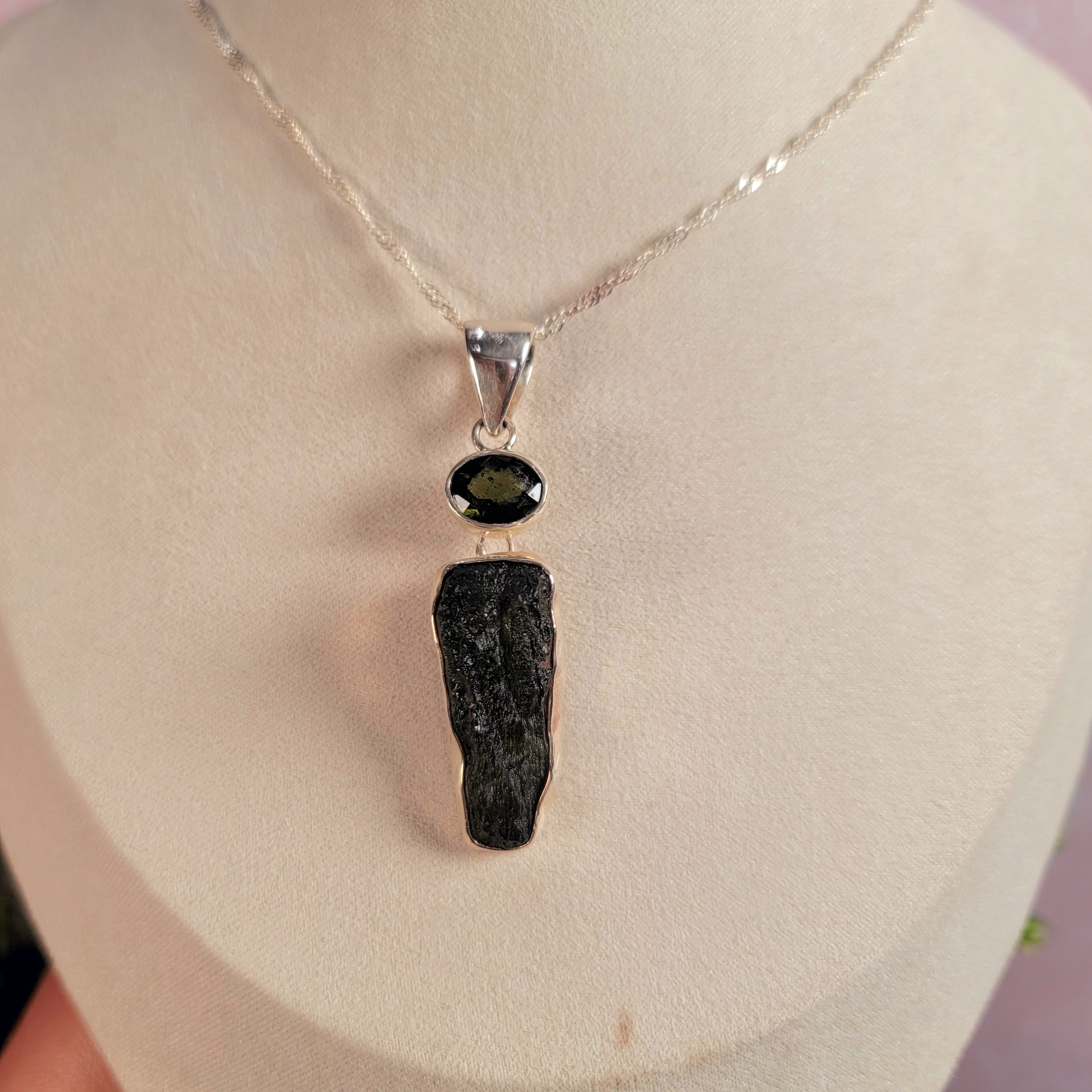 Moldavite Faceted & Raw Necklace for Creating your Dream Life