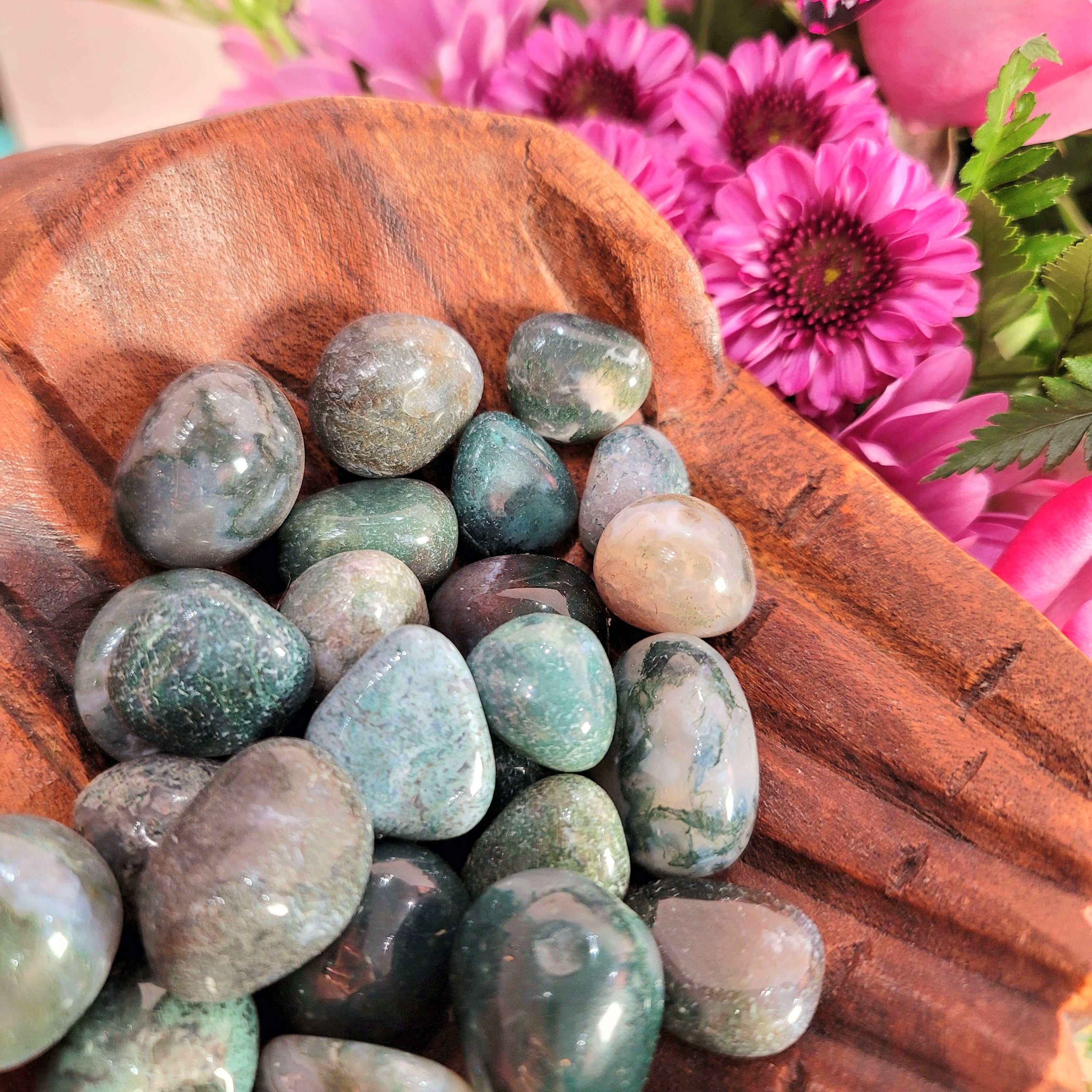 Moss Agate Tumble for Abundance, Healing and Grounding your Dreams into Reality