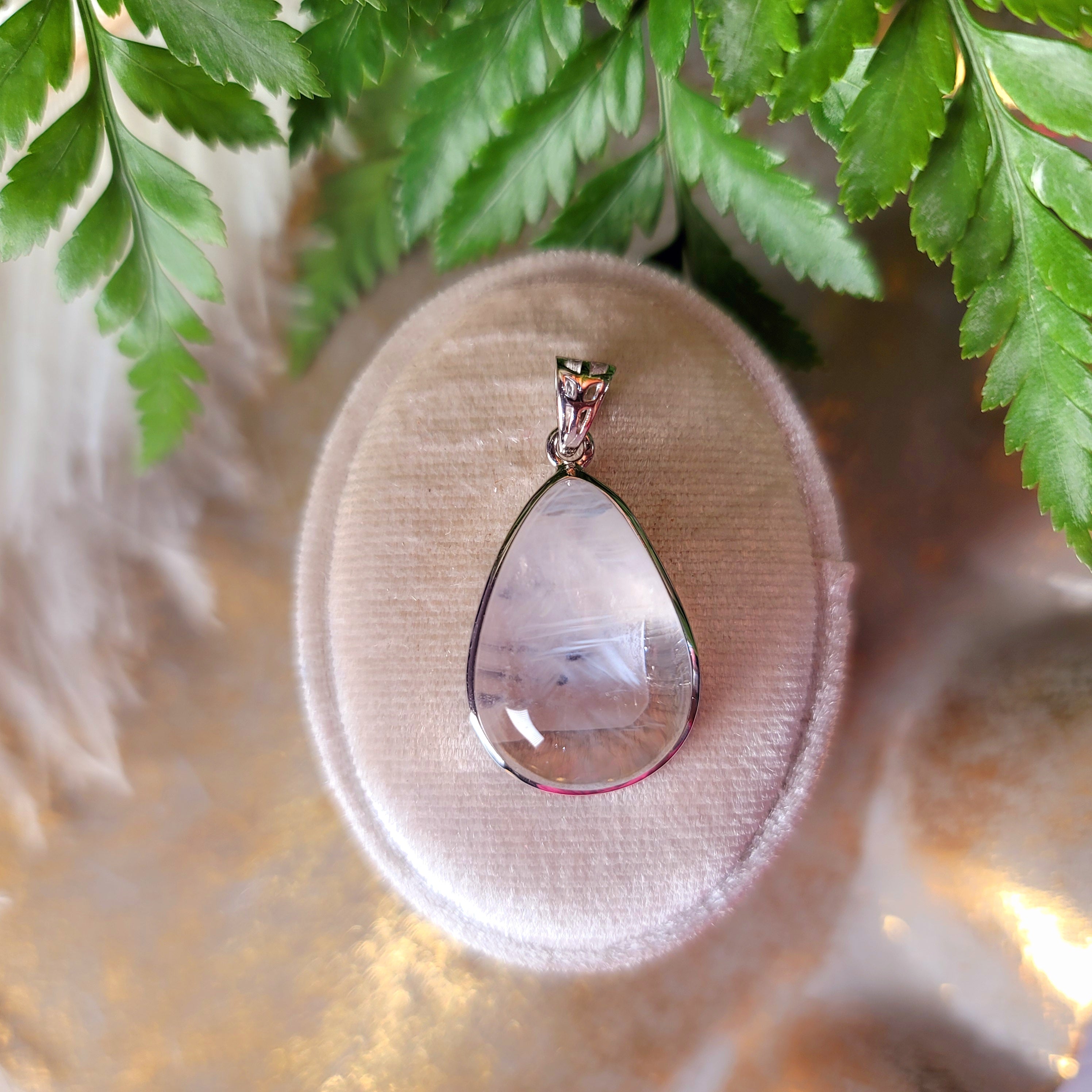 Blue Smoke Lemurian Quartz Pendant (AAA Grade) for Ascension, Connection with Ancestors & Angels and Wisdom