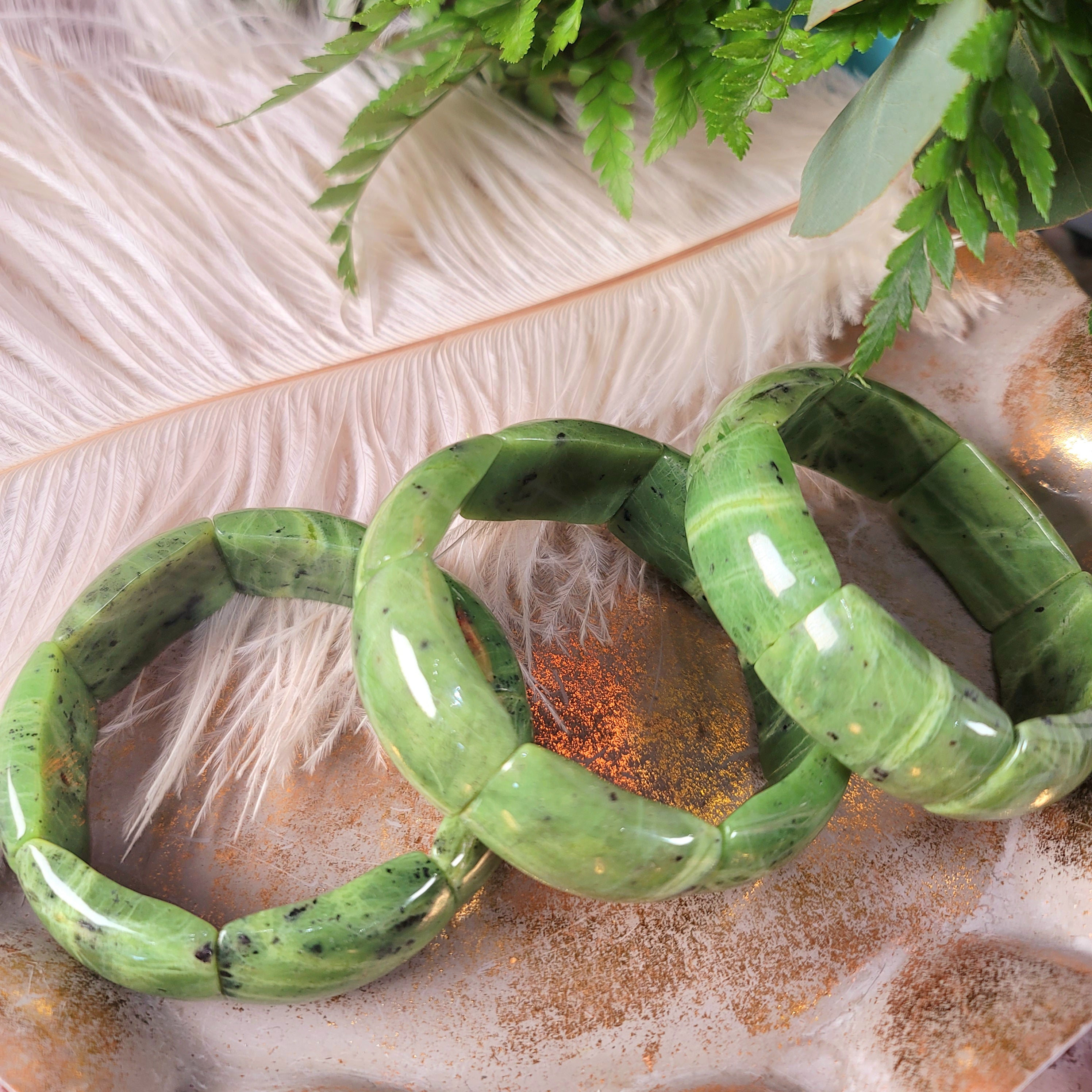 Jade Stretchy Bangle Bracelet for Acceptance and Peace and Serenity