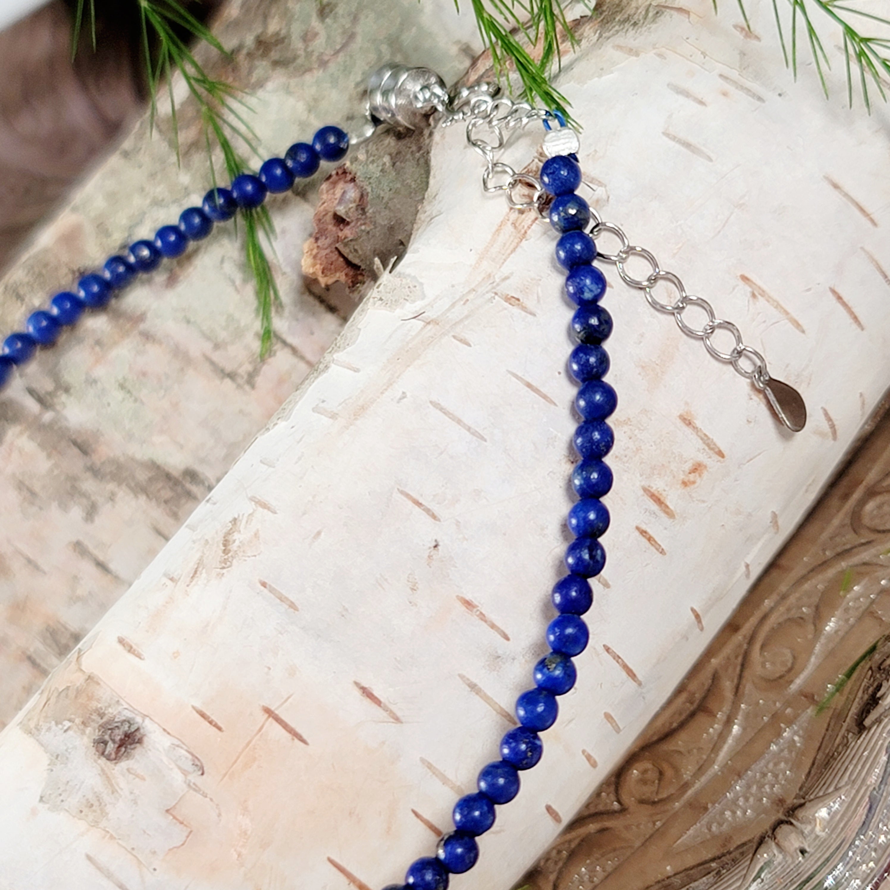 Lapis Lazuli Micro Round Anklet .925 Silver for Embracing the Goddess within You