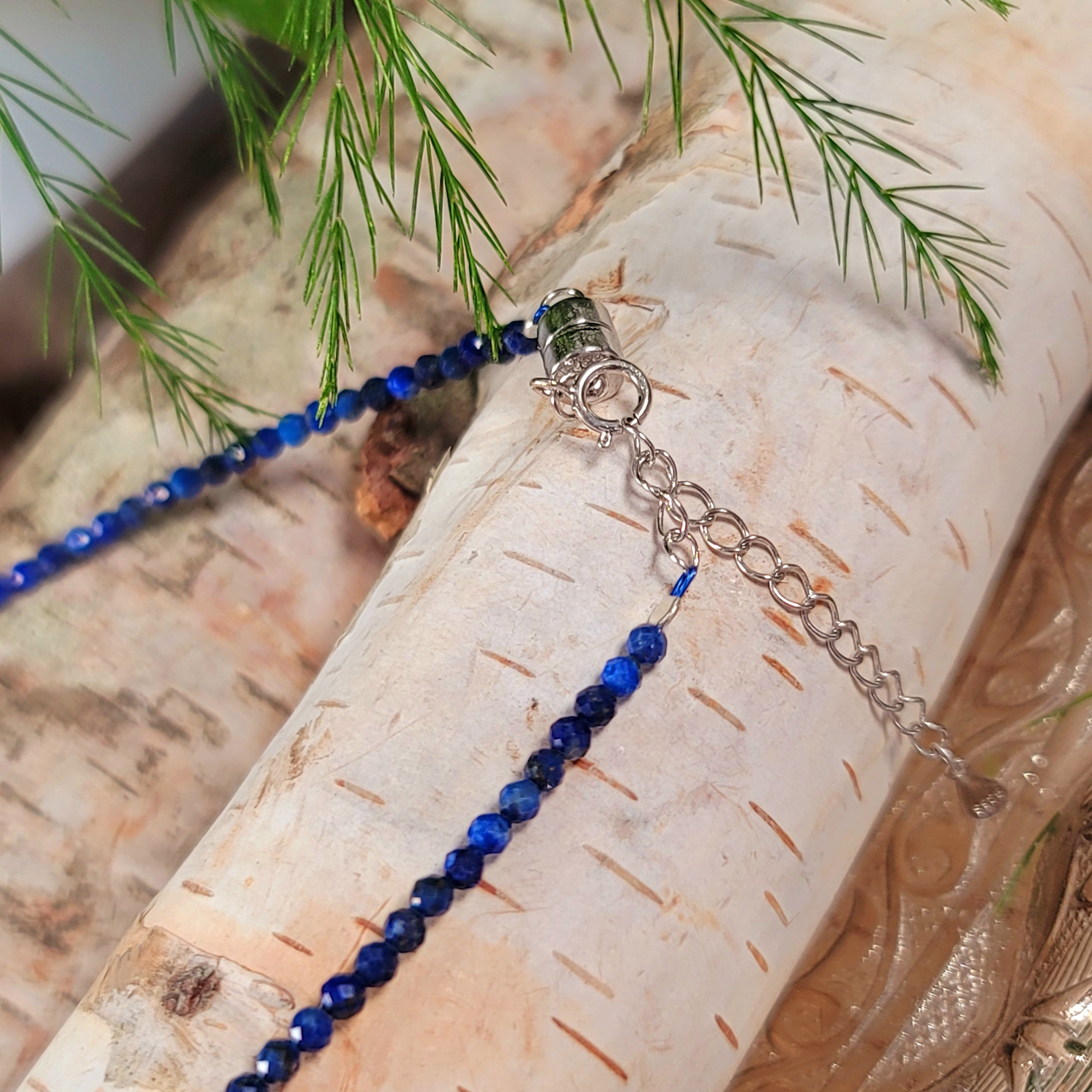 Lapis Lazuli Micro Faceted Anklet .925 Silver for Embracing the Goddess within You