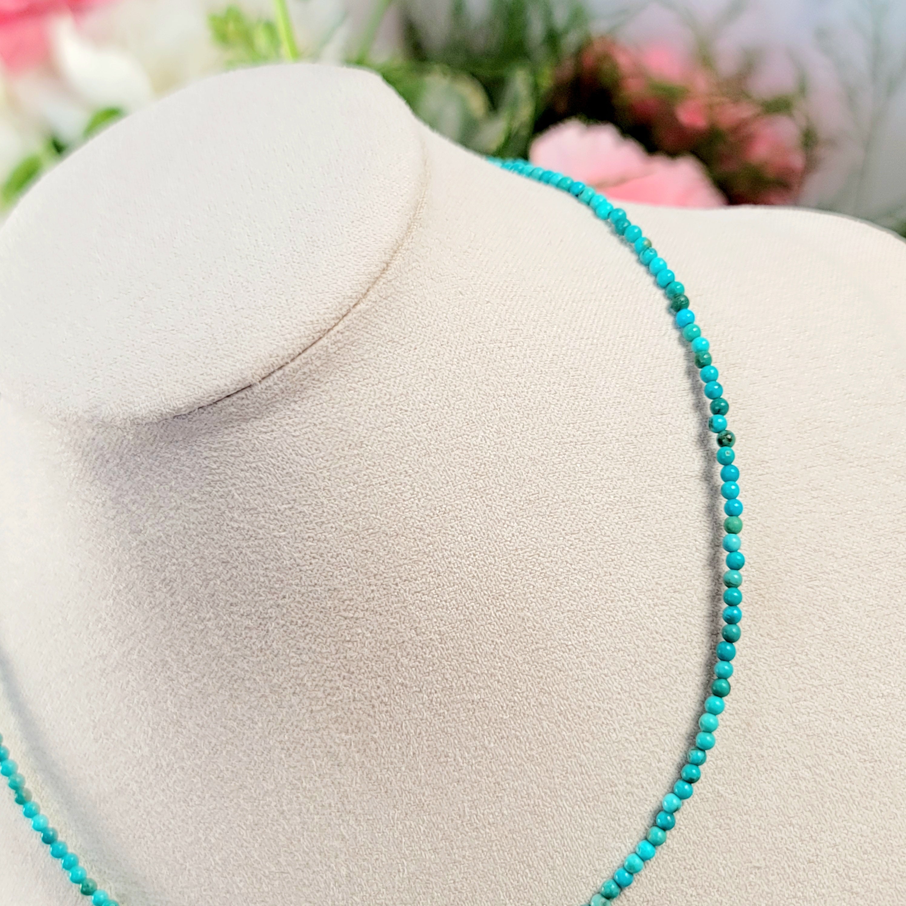 Turquoise Round Bead Choker/Layering Necklace for Prosperity & Protection on your Path