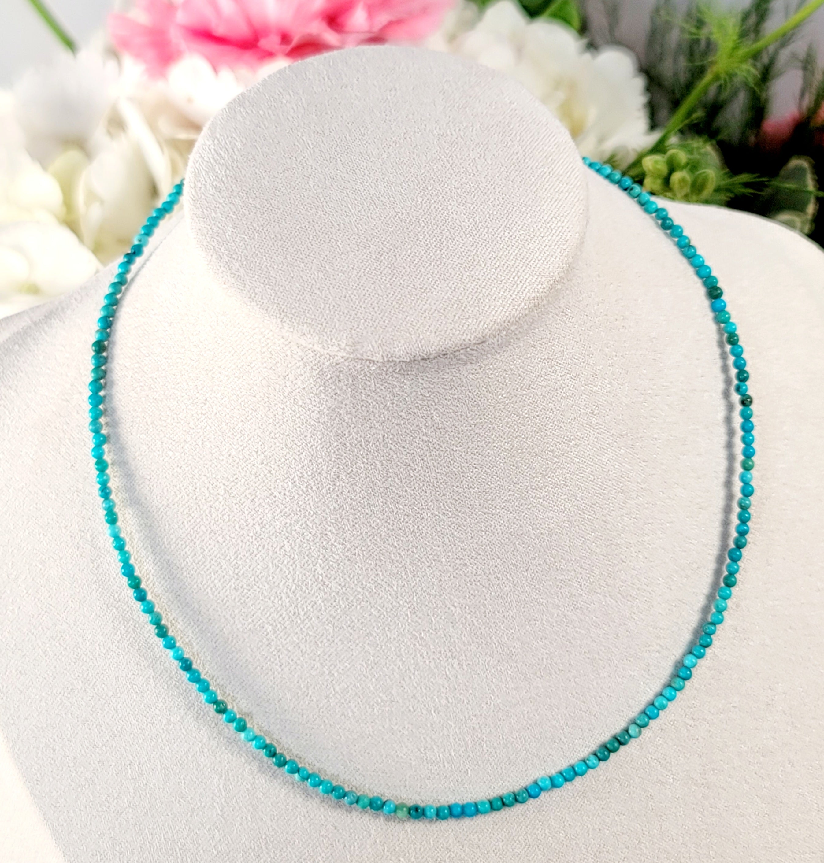 Turquoise Round Bead Choker/Layering Necklace for Prosperity & Protection on your Path
