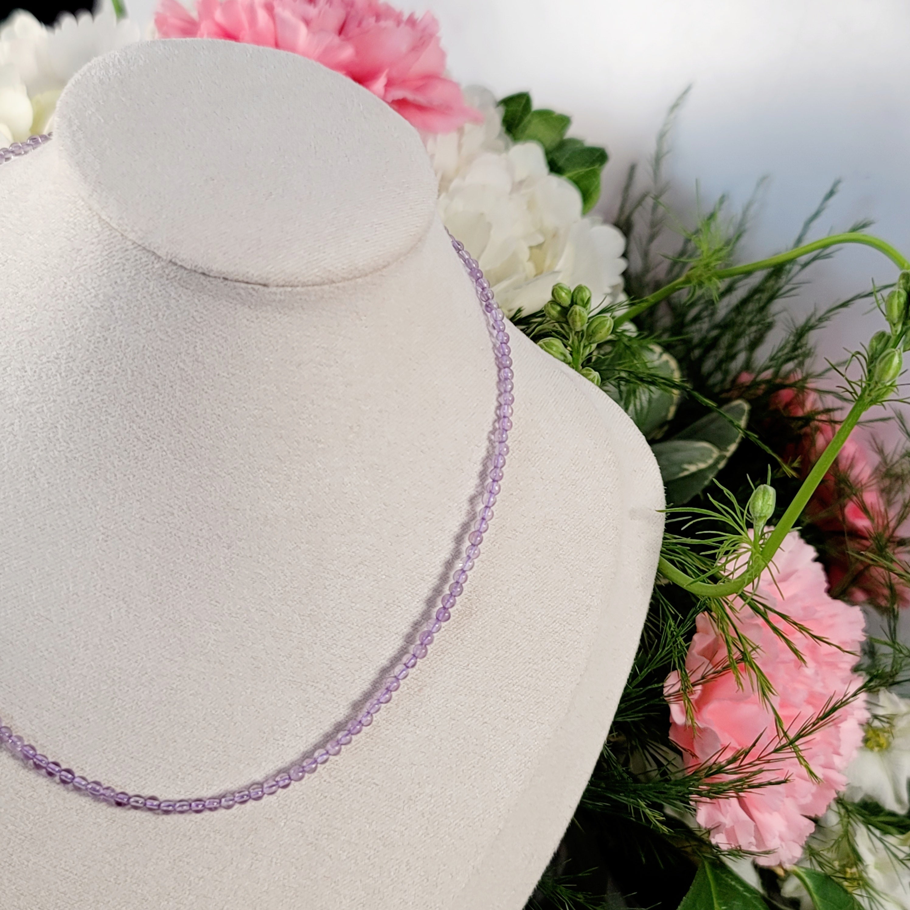 Amethyst Micro Round Choker/Layering Necklace for Enhancing Intuition and Connecting with Source Energy