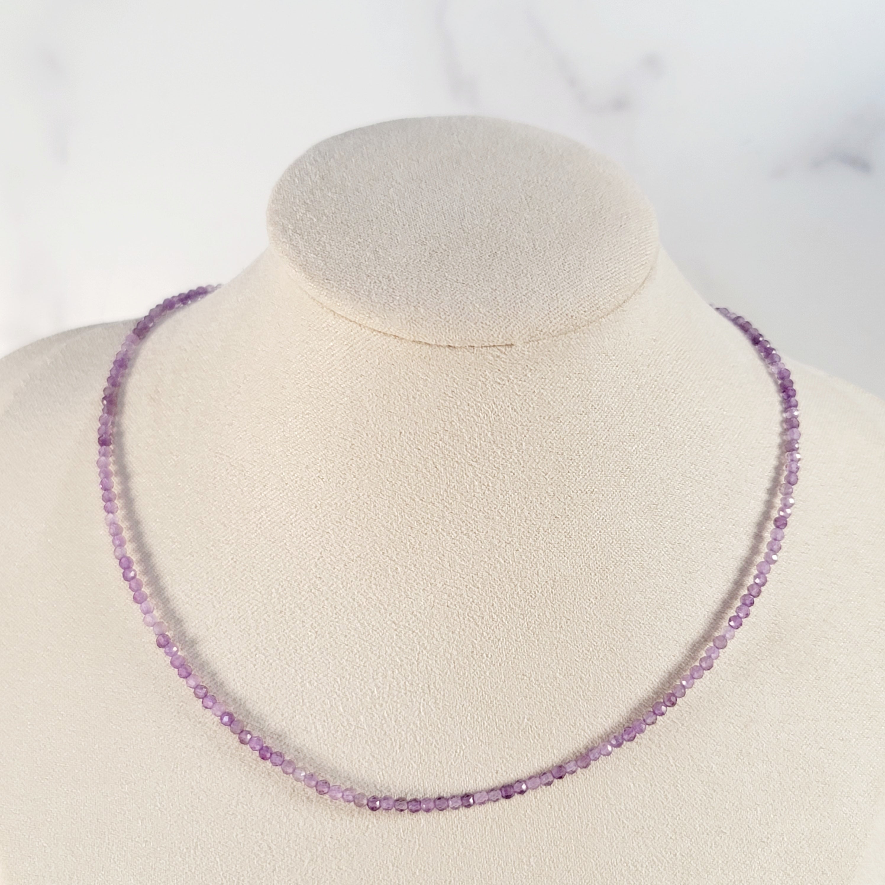 Amethyst Micro Faceted Choker/Layering Necklace for Enhancing Intuition and Connecting with Source Energy