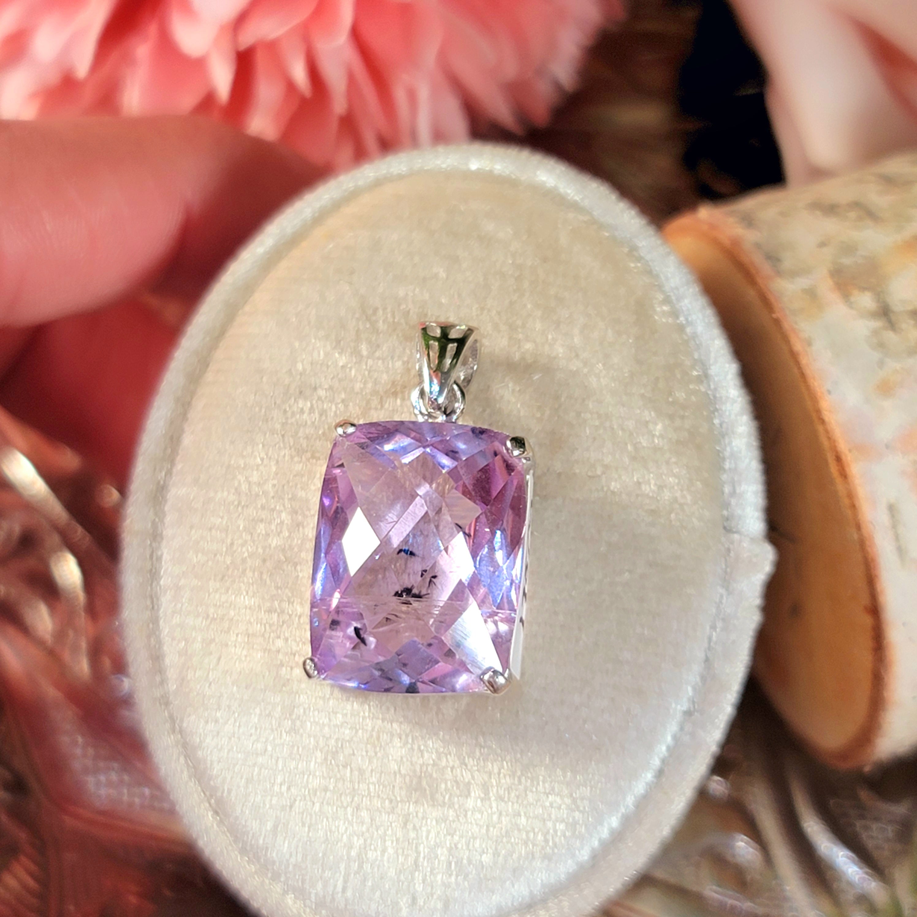 Amethyst with Hollandite Pendant .925 Sterling Silver for Awakening your Psychic Gifts