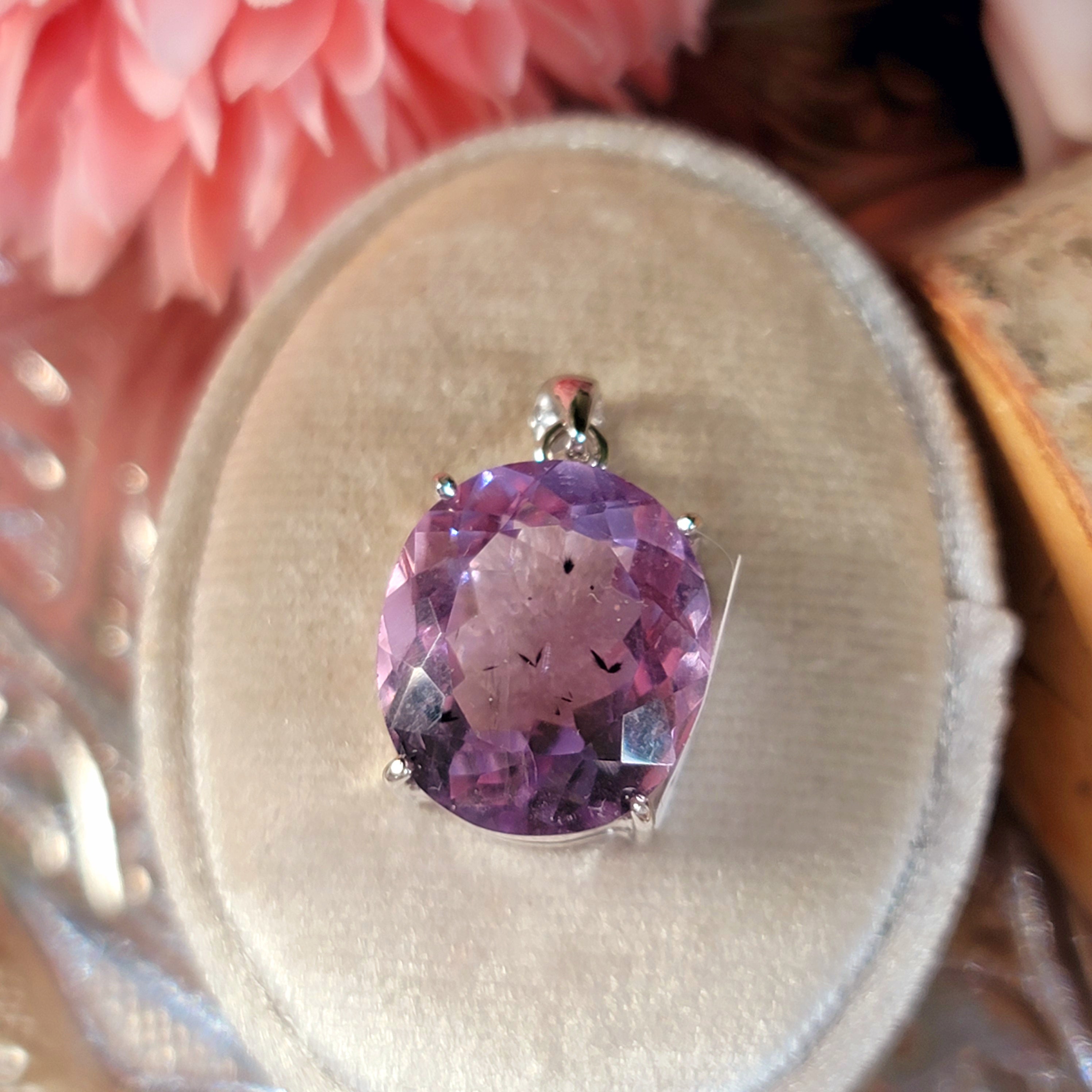 Amethyst with Hollandite Pendant .925 Sterling Silver for Awakening your Psychic Gifts
