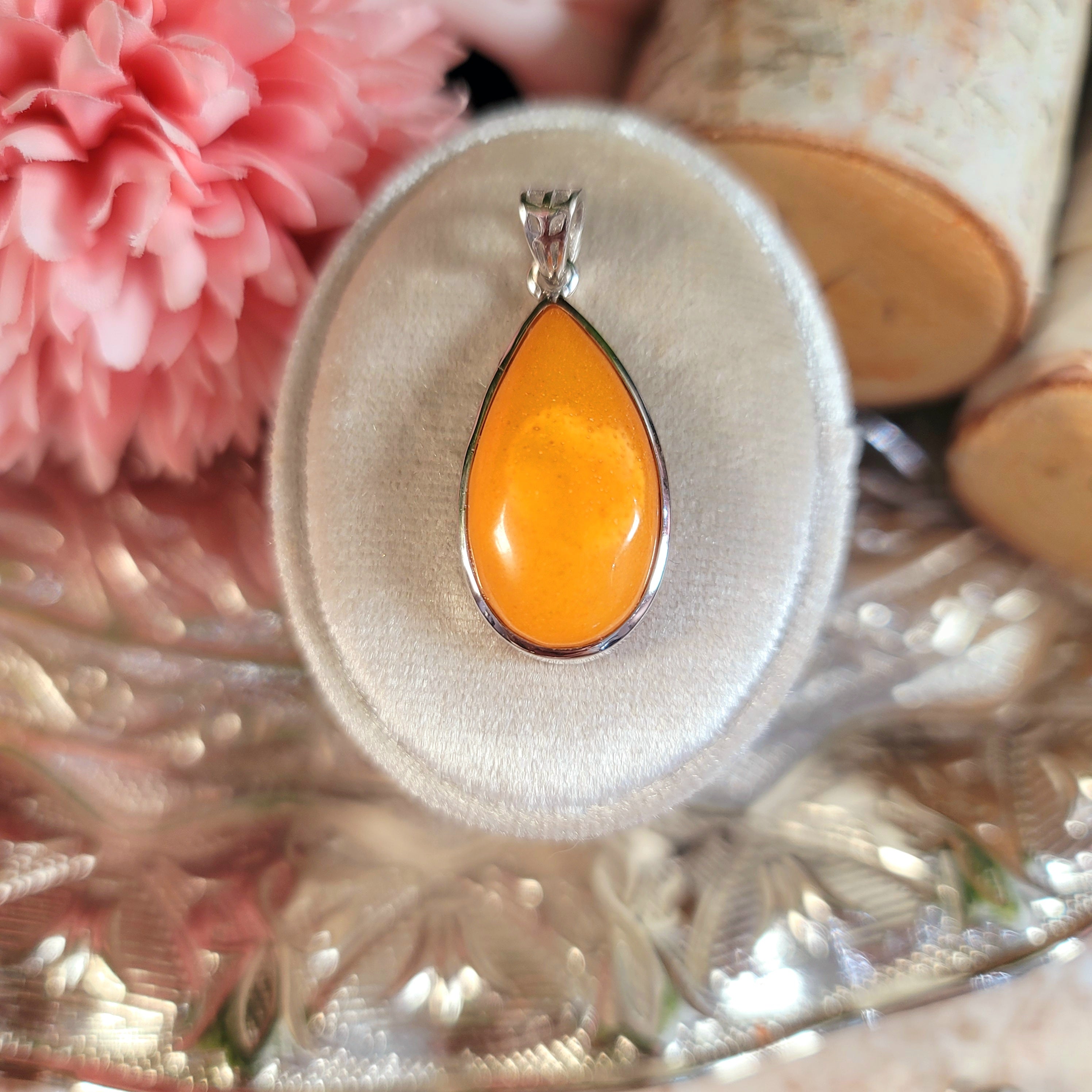 Baltic Butterscotch Amber Pendant .925 Sterling Silver for Ancient Knowledge & Removing Attachments