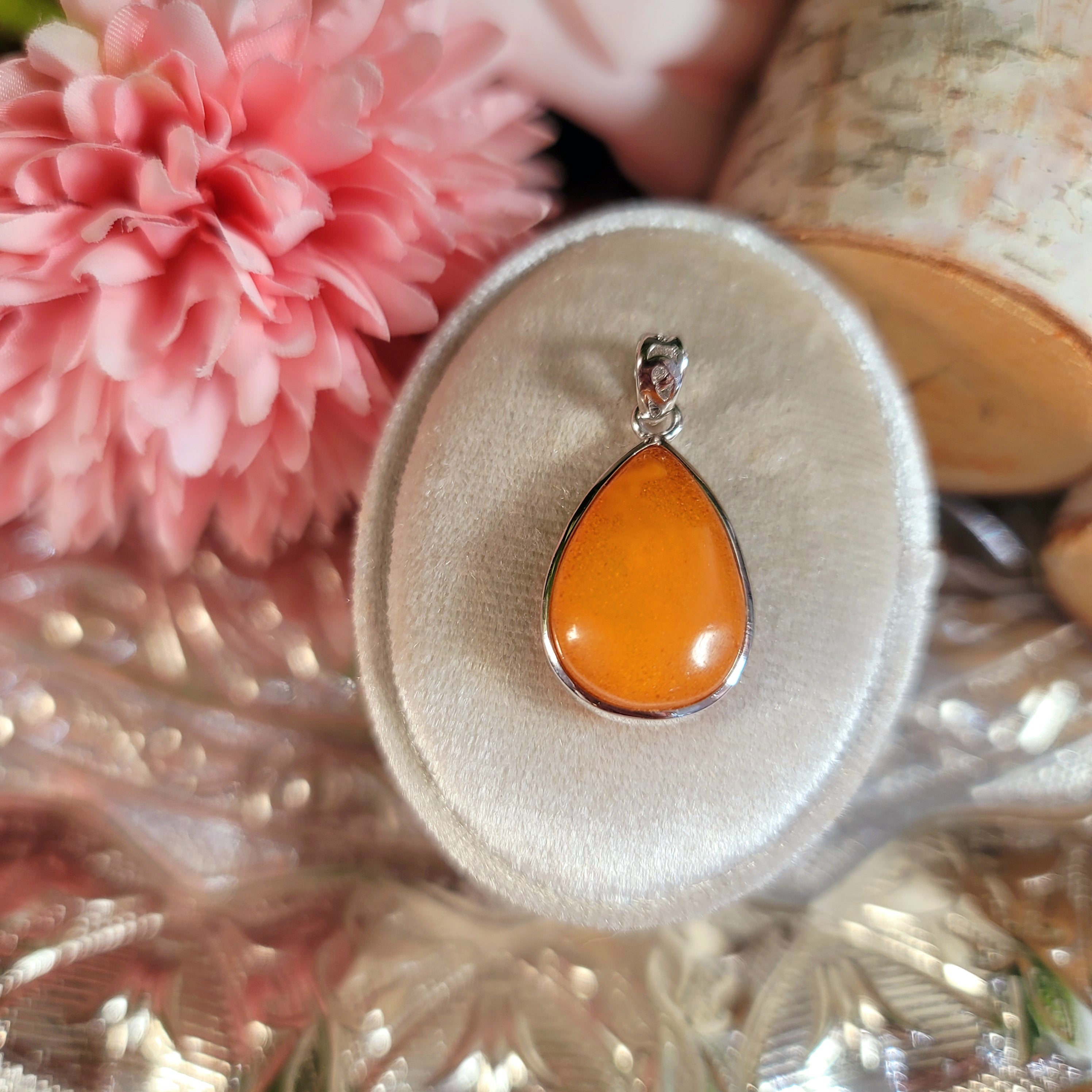 Baltic Butterscotch Amber Pendant .925 Sterling Silver for Ancient Knowledge & Removing Attachments