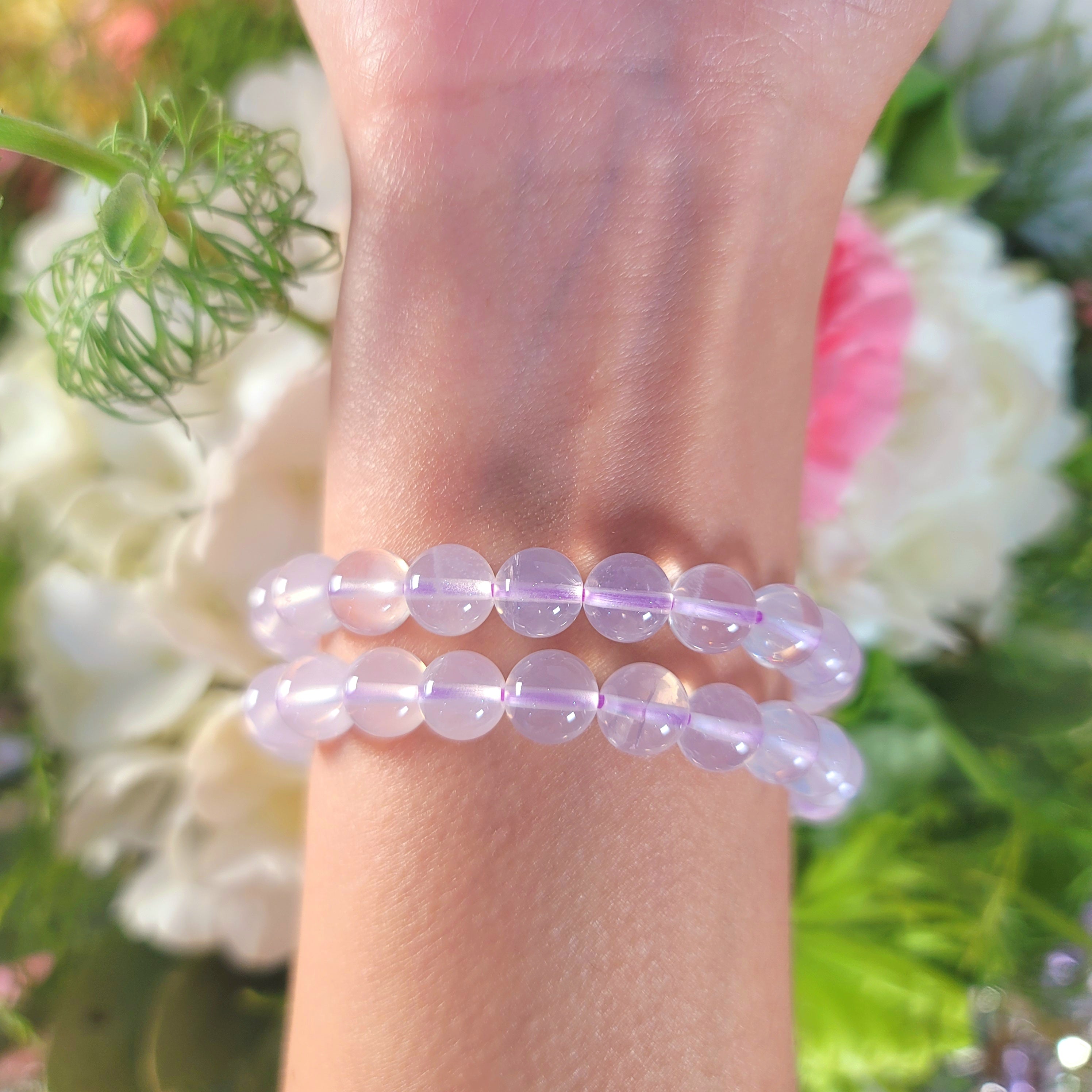 Amethyst "Lavender Moon Quartz" Bracelet for Intuition and Protection