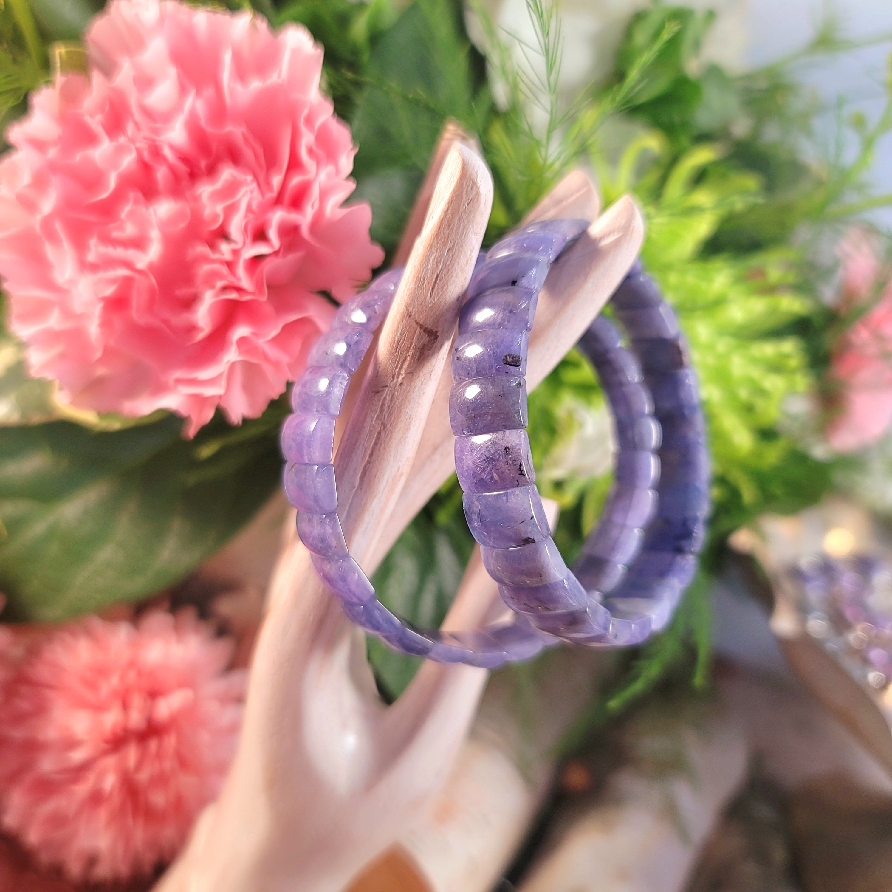 Tanzanite Stretchy Bangle Bracelet for Compassion, Intuition & Raising your Vibration