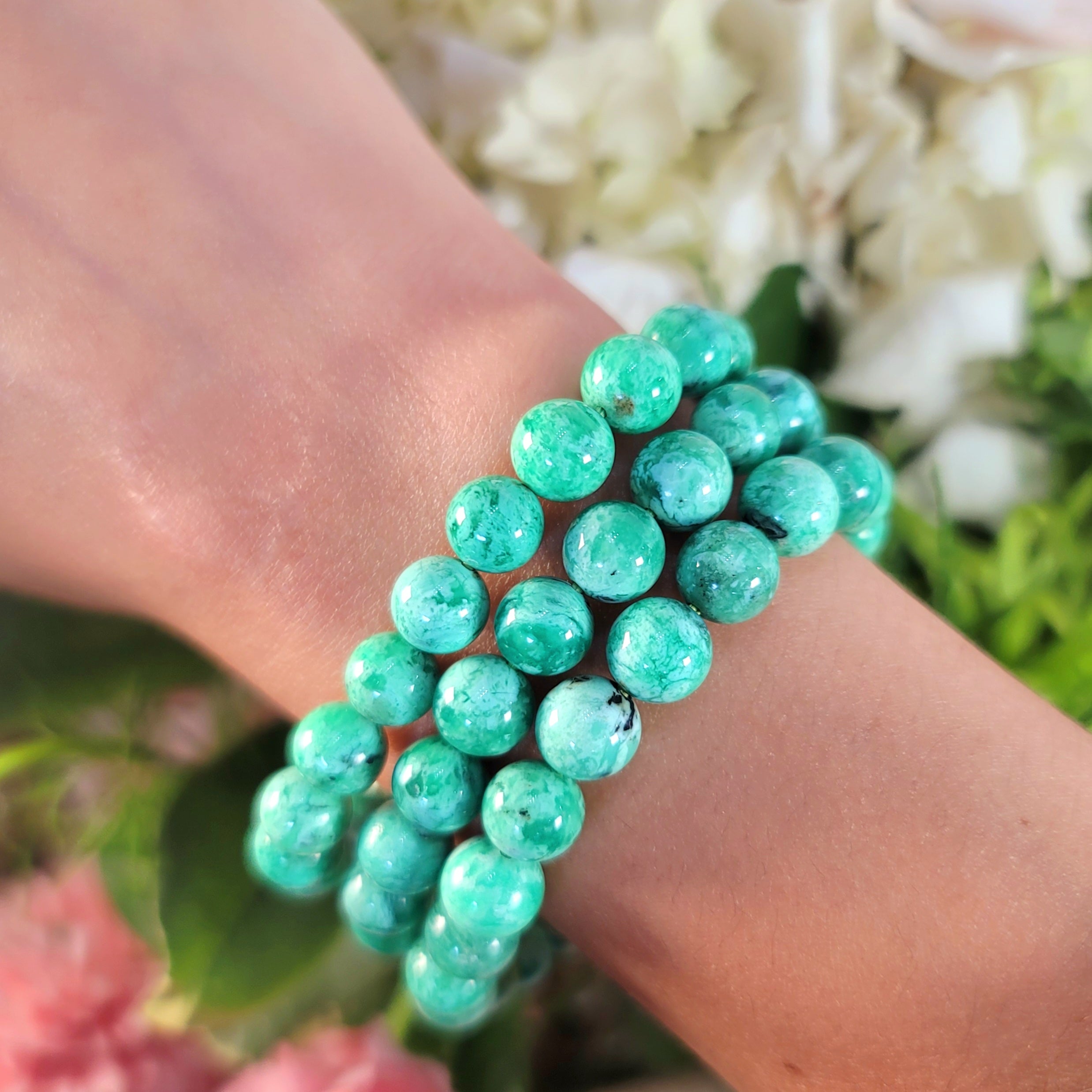 Variscite Mint Bracelet for Emotional Healing, Joy, Love and Prosperity