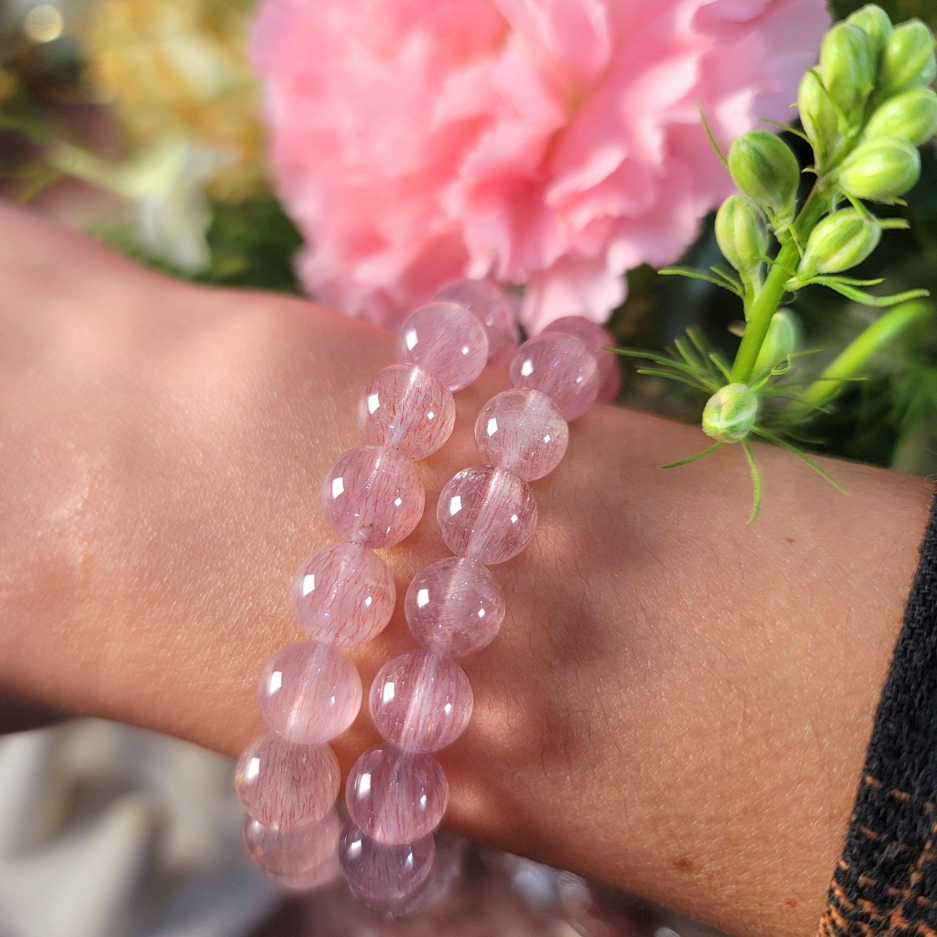 Pink Super 7 Bracelet (AAA Grade) for Intuition, Connection with the Divine and Sobriety