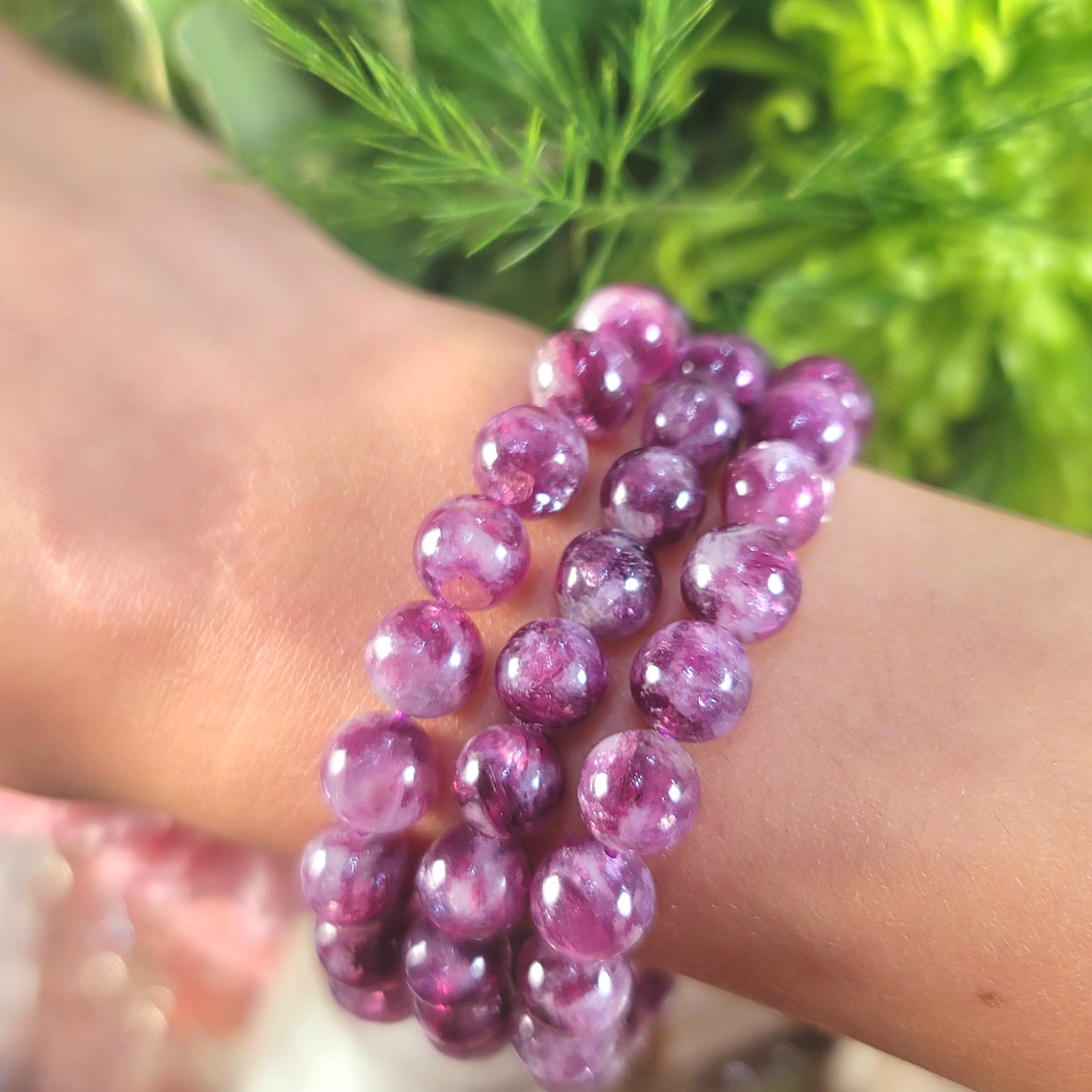 Gem Lepidolite Bracelet for Anxiety Support, Joy and Stress Relief