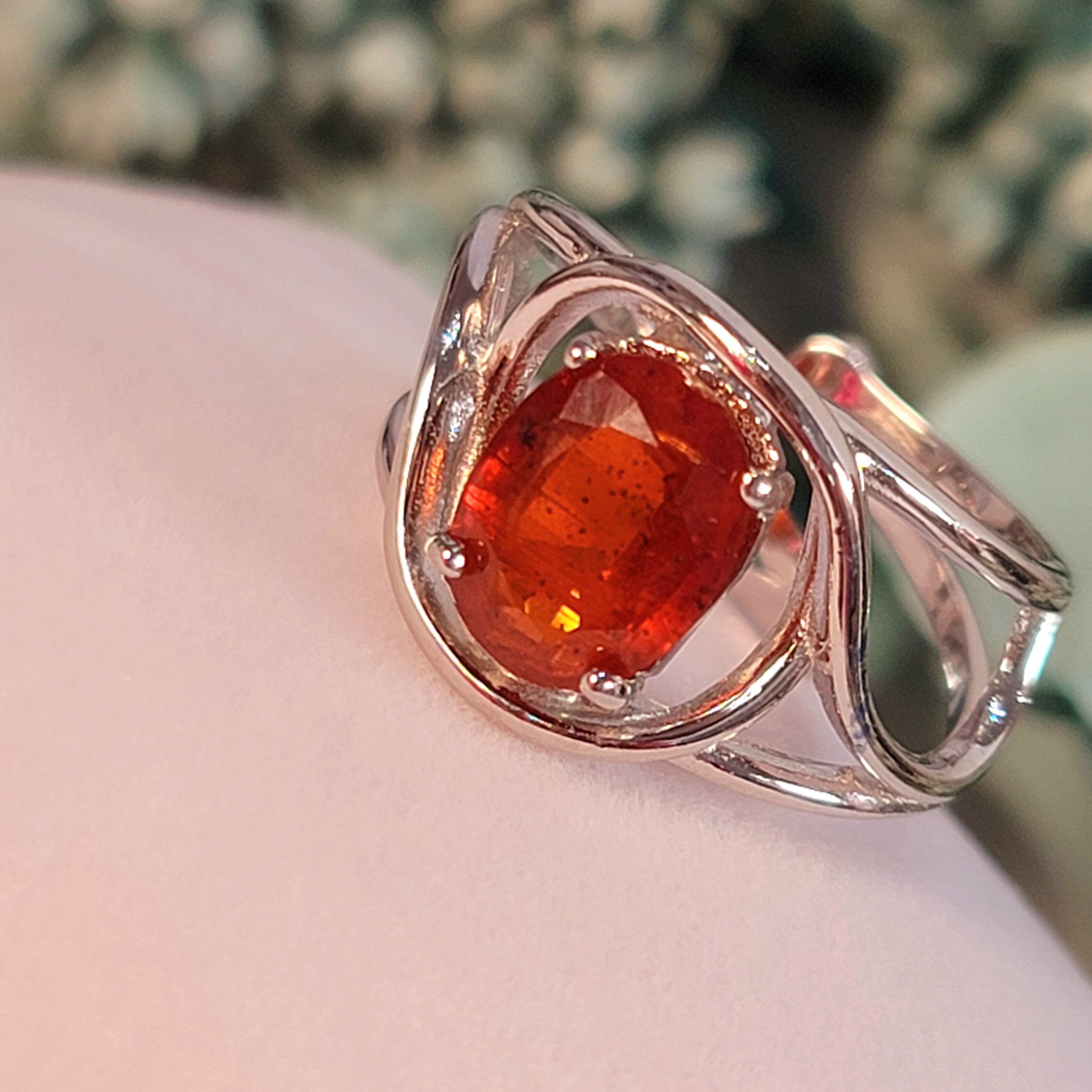 Orange Kyanite Finger Bracelet Adjustable Ring for Enhancing and Accelerating Manifestations
